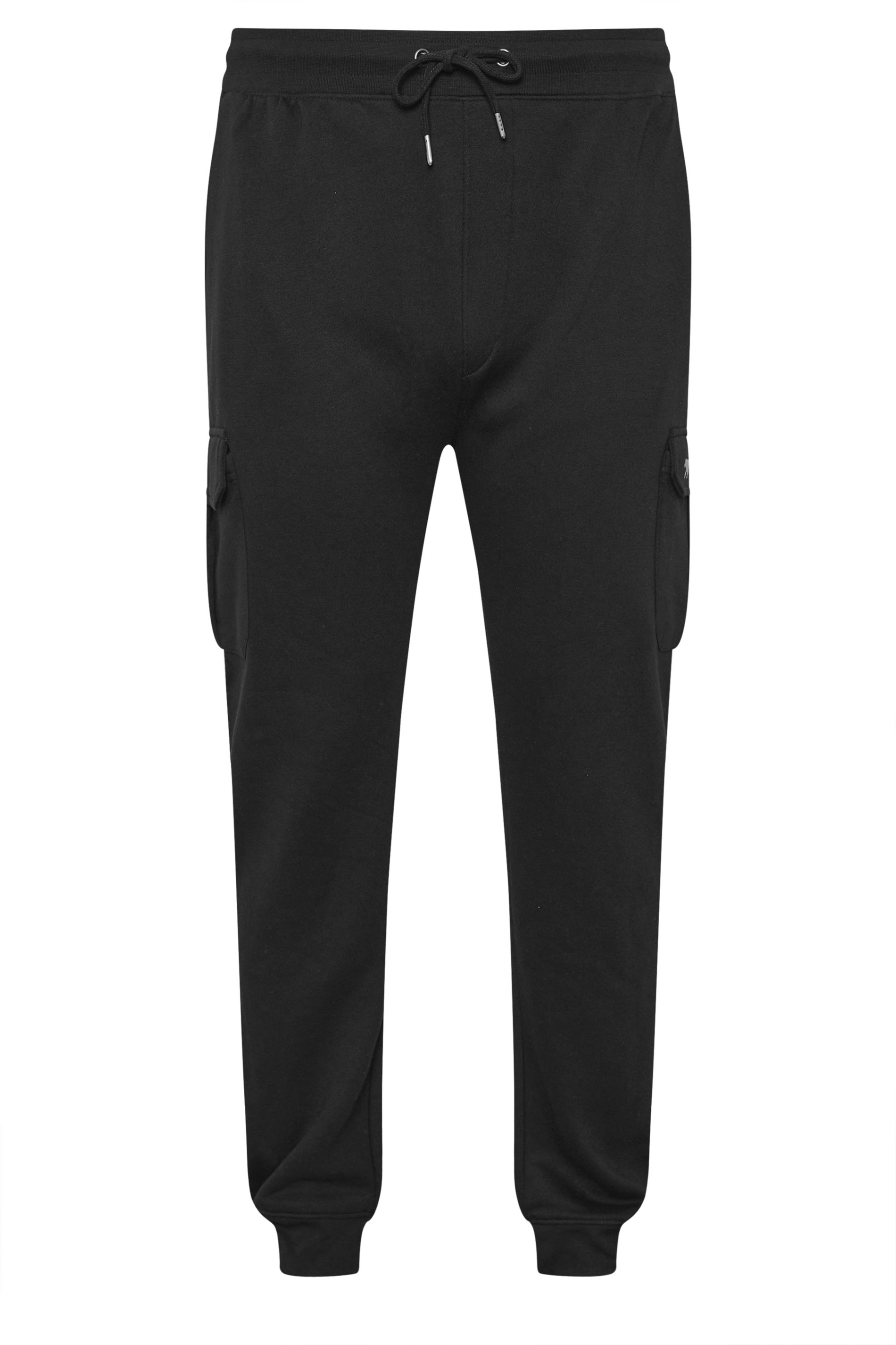 D555 Big & Tall Black Cargo Cuffed Joggers | BadRhino 4