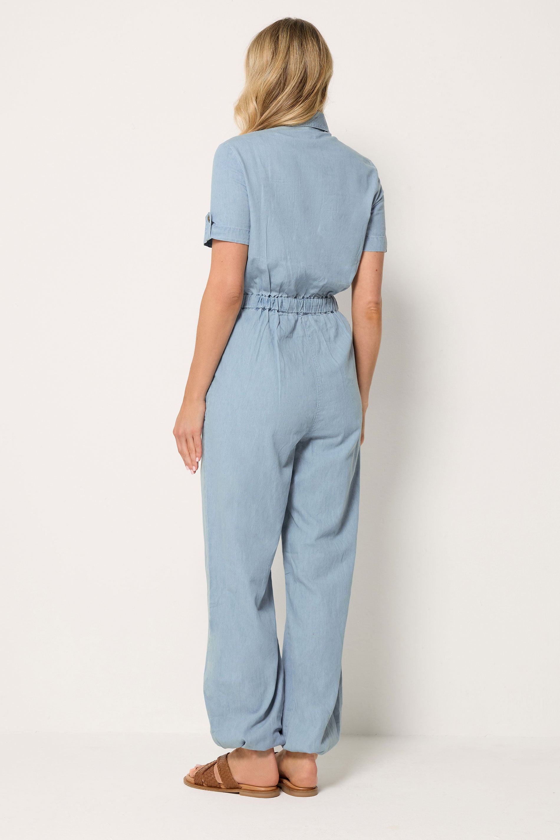 LTS Tall Blue Denim Utility Elasticated Waistband Jumpsuit | Long Tall Sally  4