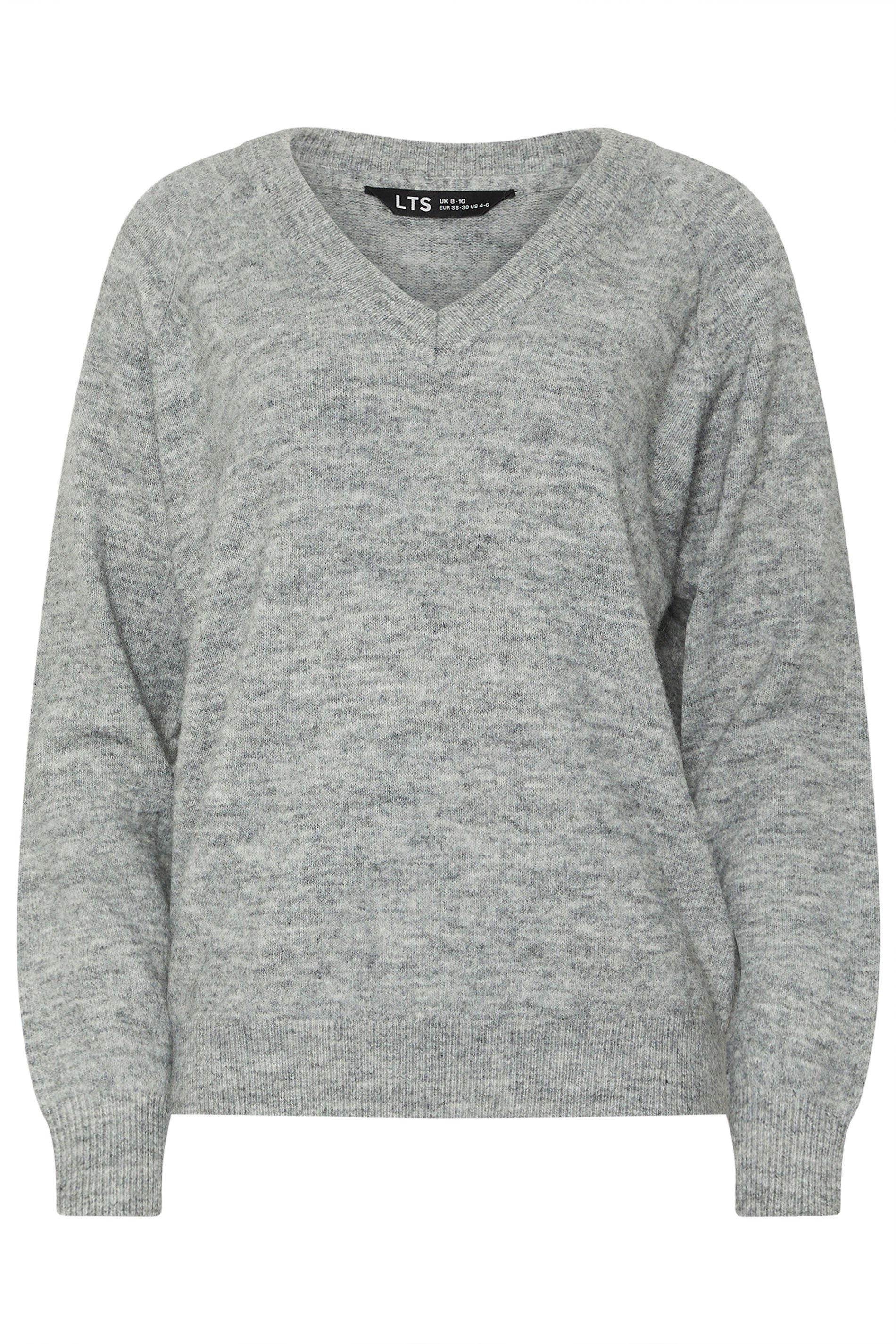 LTS PREMIUM Tall Grey Knit V-Neck Jumper | Long Tall Sally 6