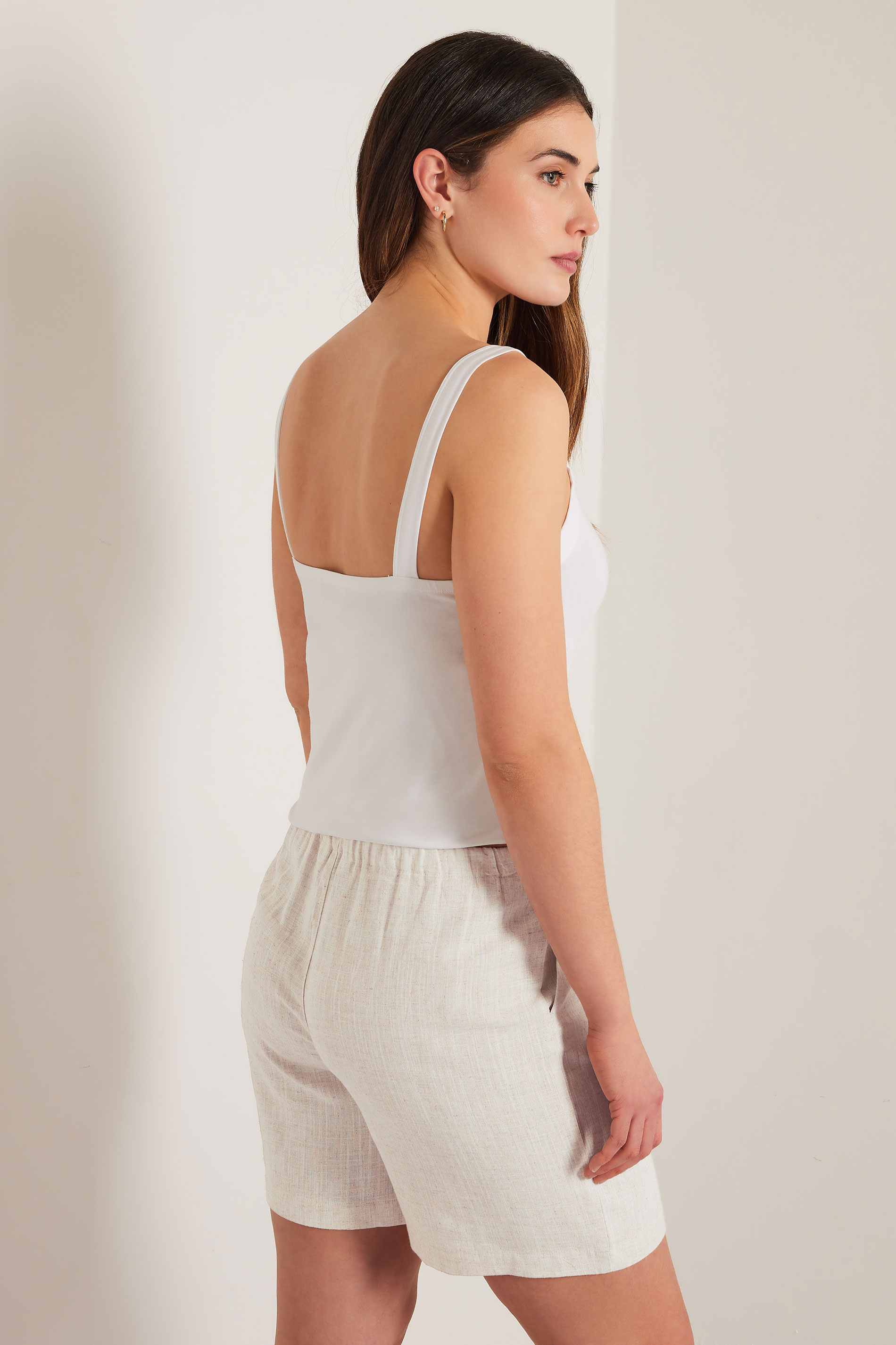 LTS Tall Stone Brown Linen Tie Shorts | Long Tall Sally 4