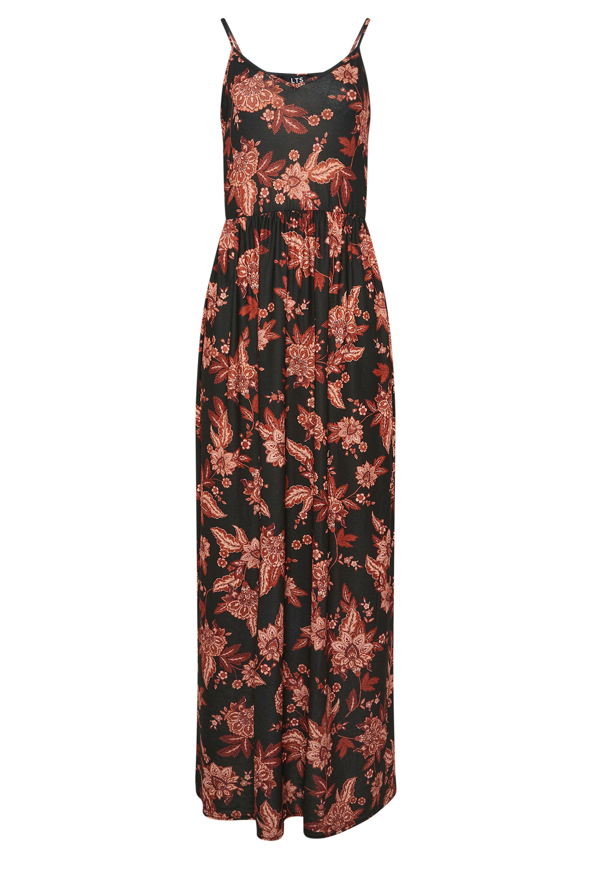 LTS Tall Women's Black & Red Paisley Print Strappy Maxi Dress | Long ...