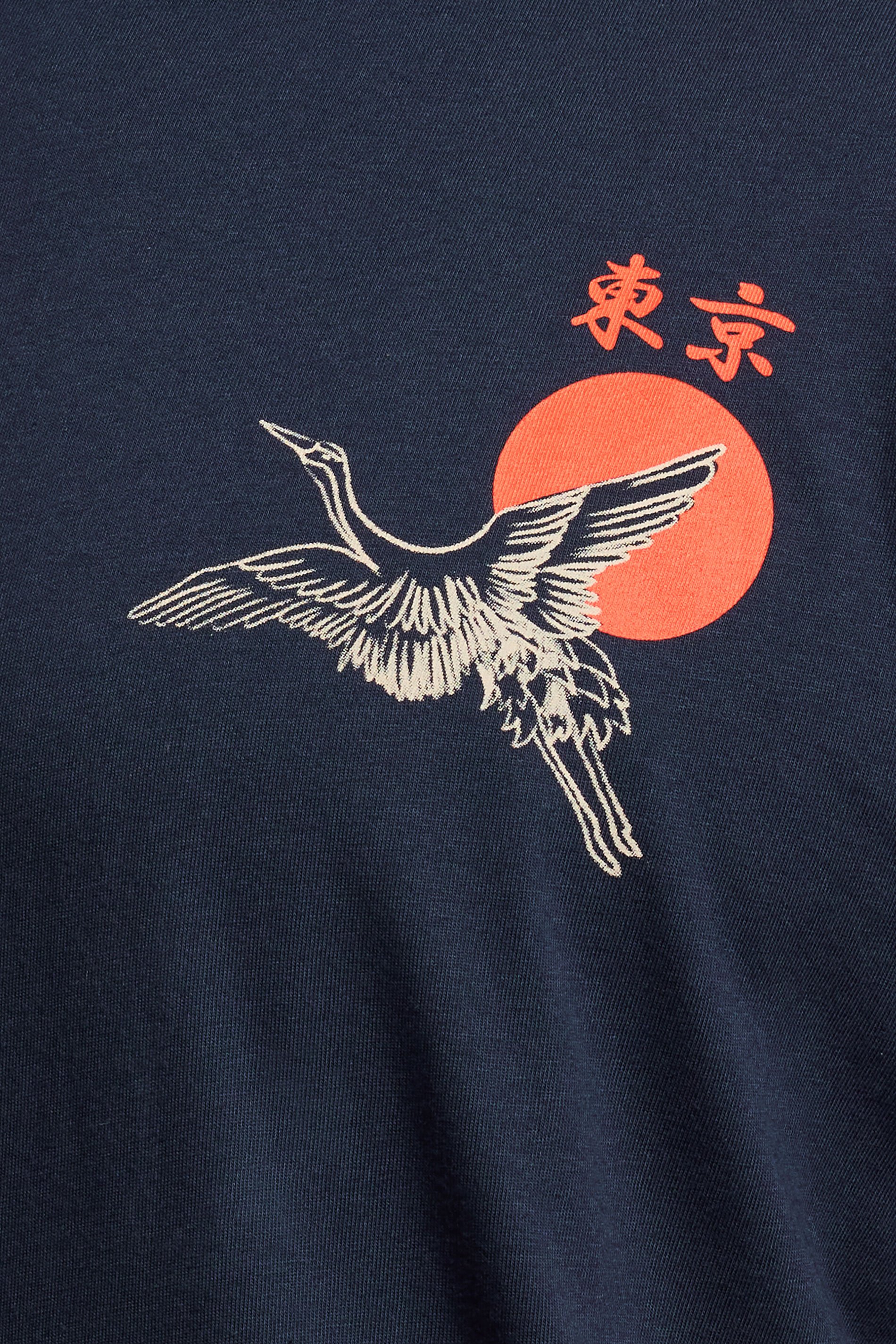 BadRhino Big & Tall Navy Blue Japanese Landscape Graphic T-Shirt | BadRhino 5