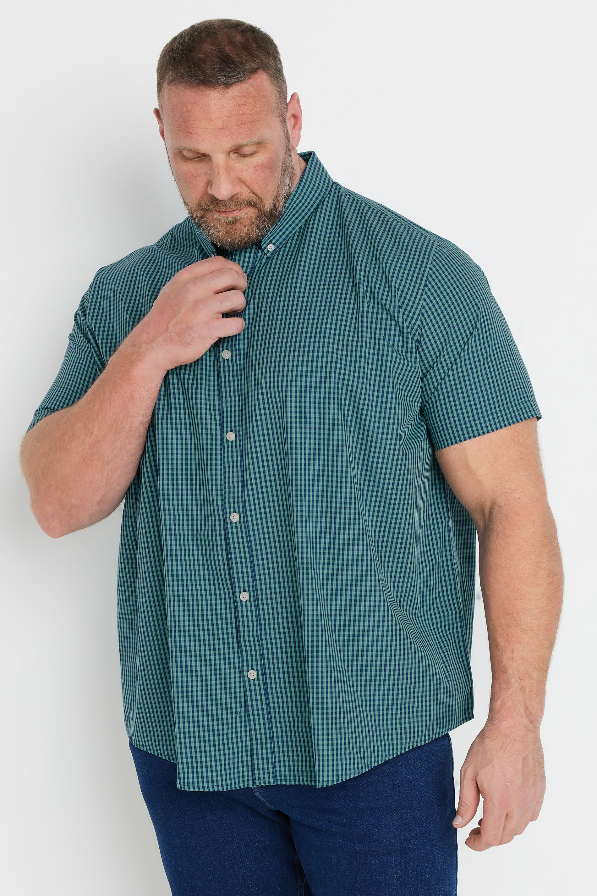BadRhino Big & Tall Blue Gingham Check Shirt | BadRhino 2