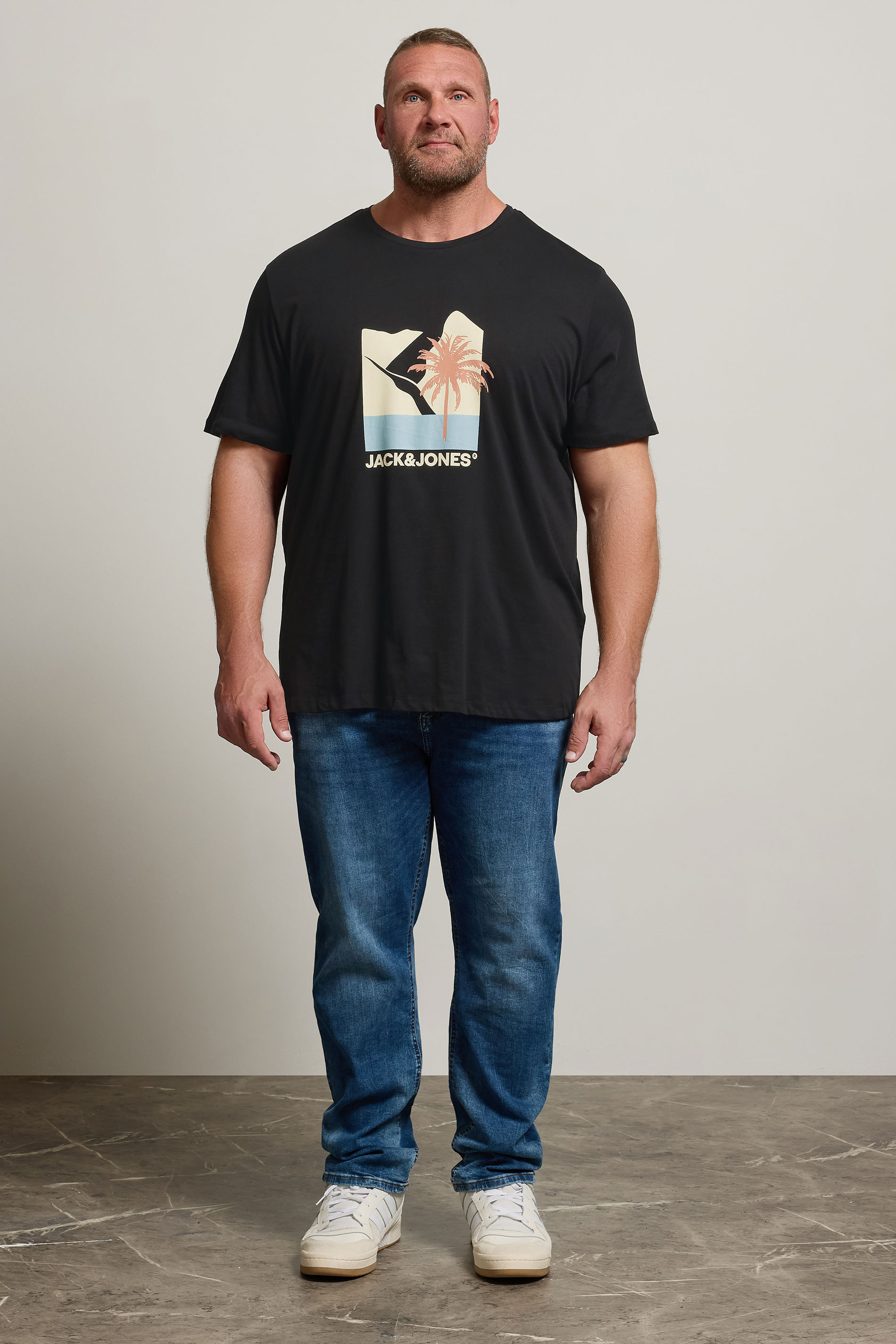 JACK & JONES Big & Tall Black Barbados Graphic T-Shirt | BadRhino 2