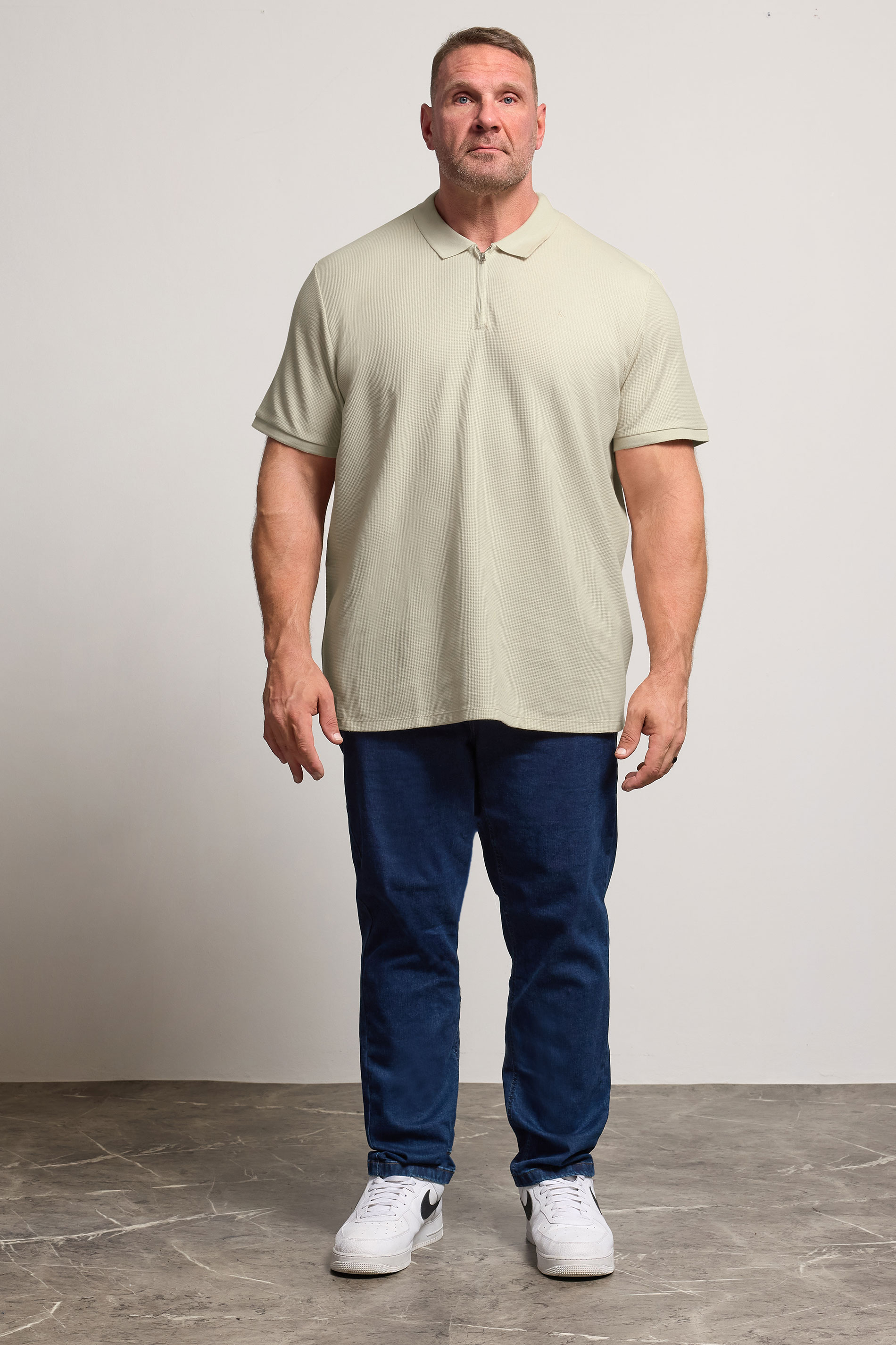 JACK & JONES Big & Tall Black Zip Neck Polo Shirt | BadRhino 2