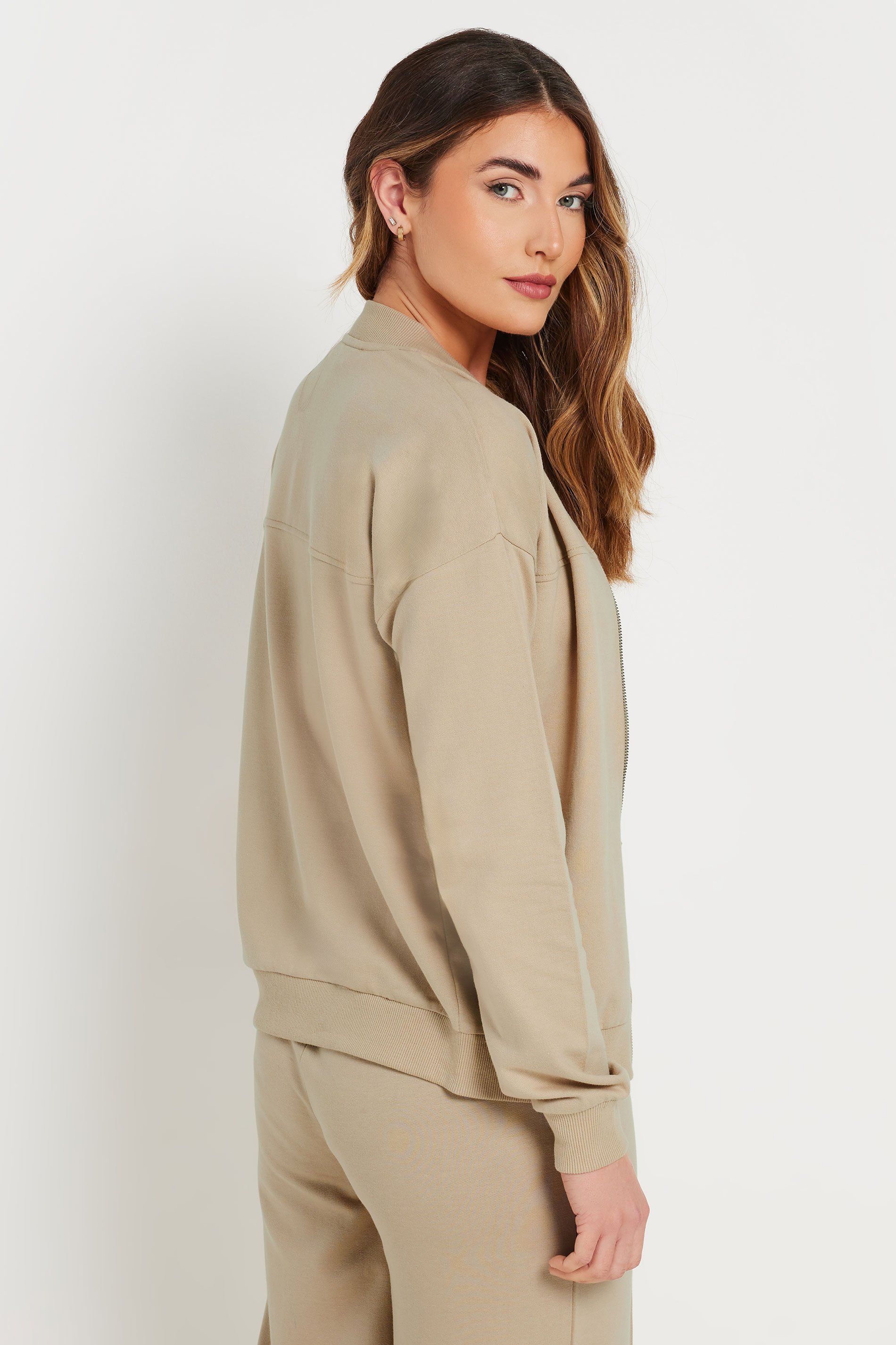 LTS Tall Stone Brown Jersey Bomber Jacket | Long Tall Sally 4