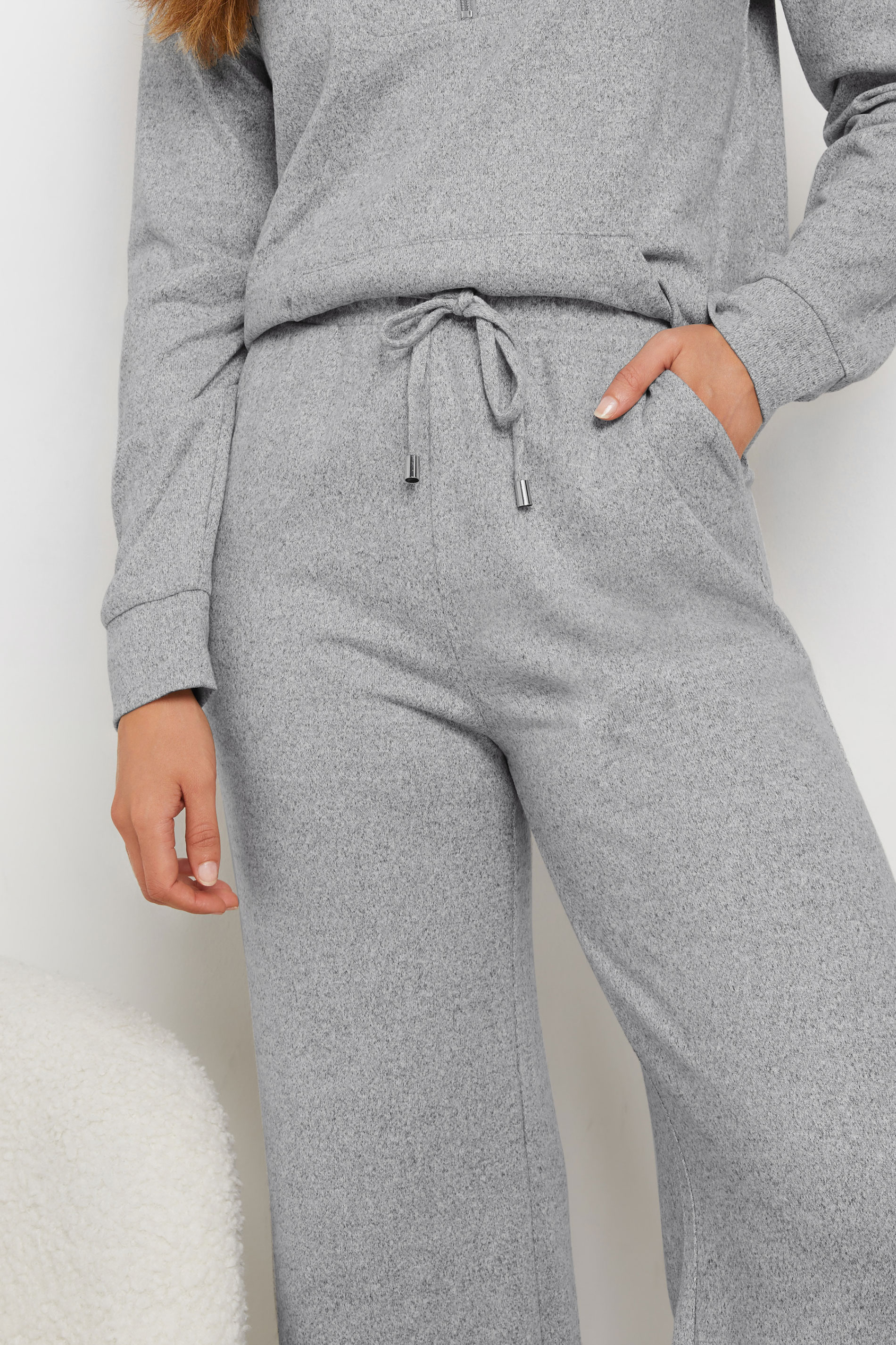 LTS Tall Grey Marl Soft Touch Wide Leg Joggers | Long Tall Sally 2