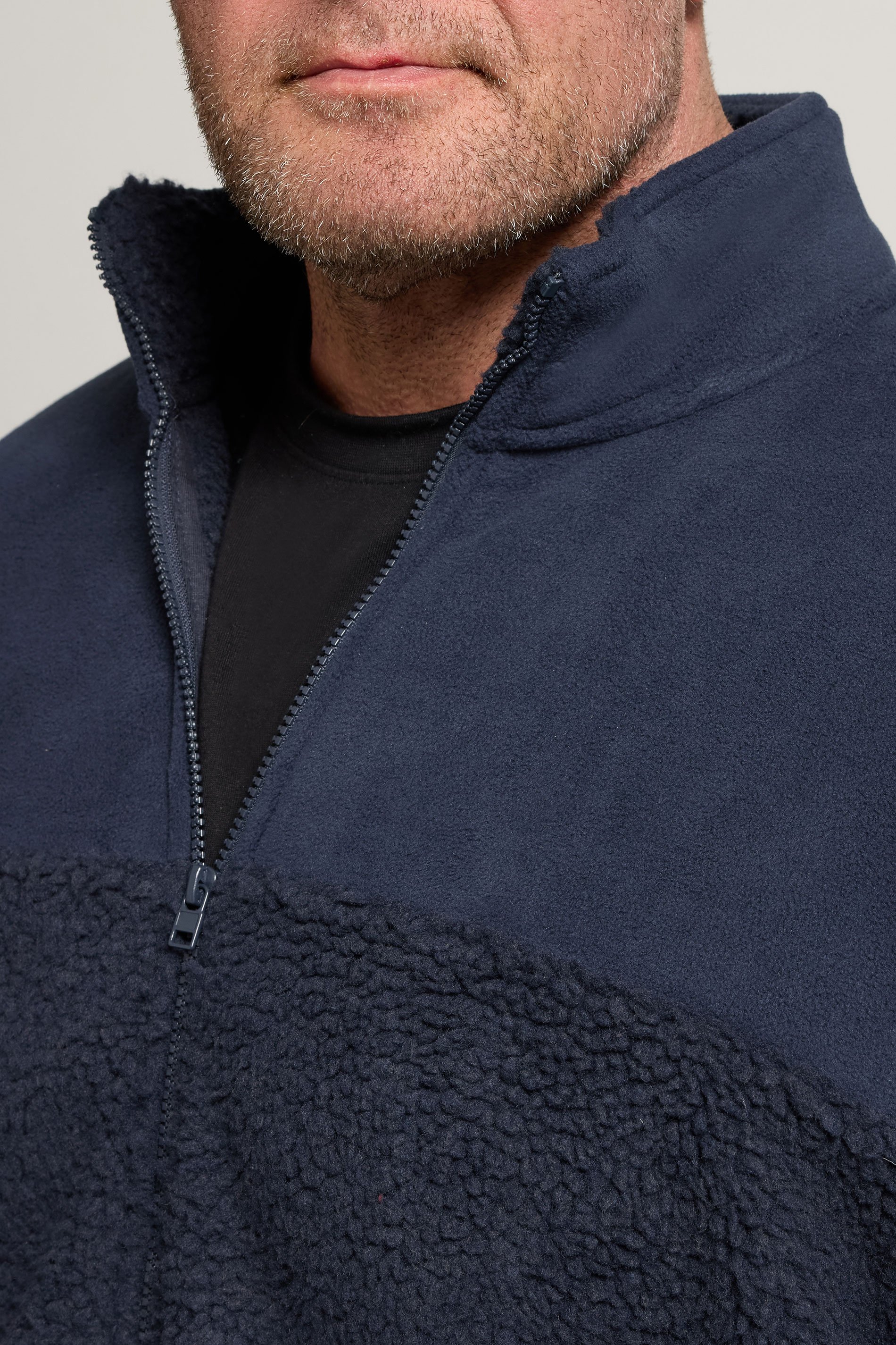 BadRhino Big & Tall Navy Blue Borg Fleece Jacket | BadRhino 4