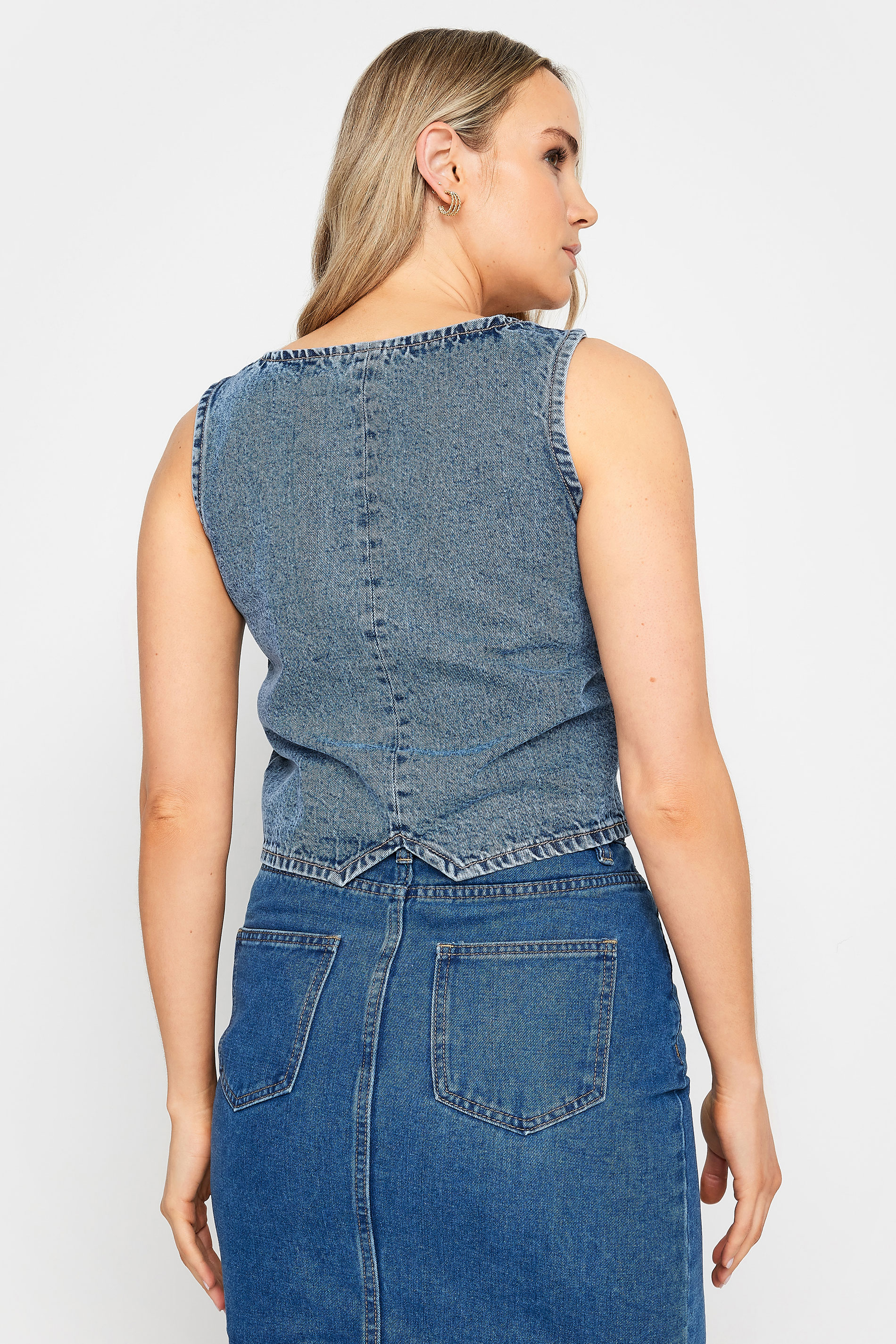 LTS Tall Womens Blue Denim Waistcoat | Long Tall Sally 4