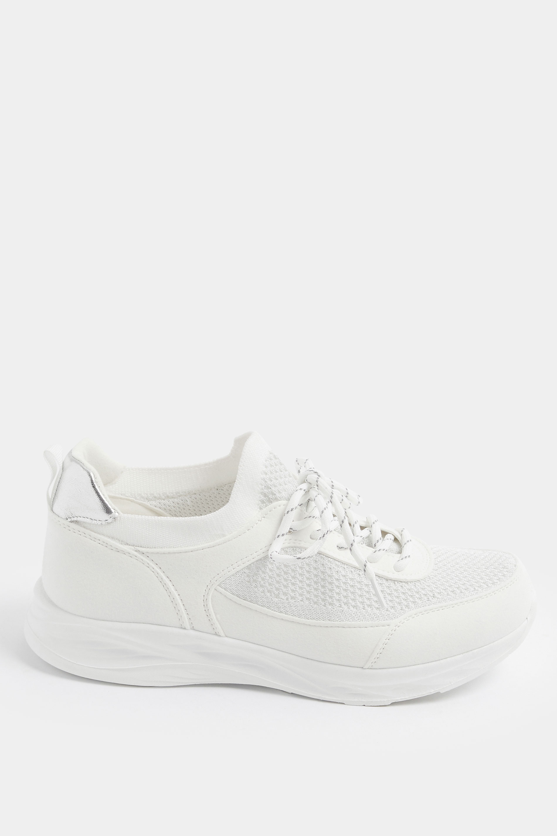 White Knitted Trainers In Extra Wide EEE Fit | Yours Clothing 2
