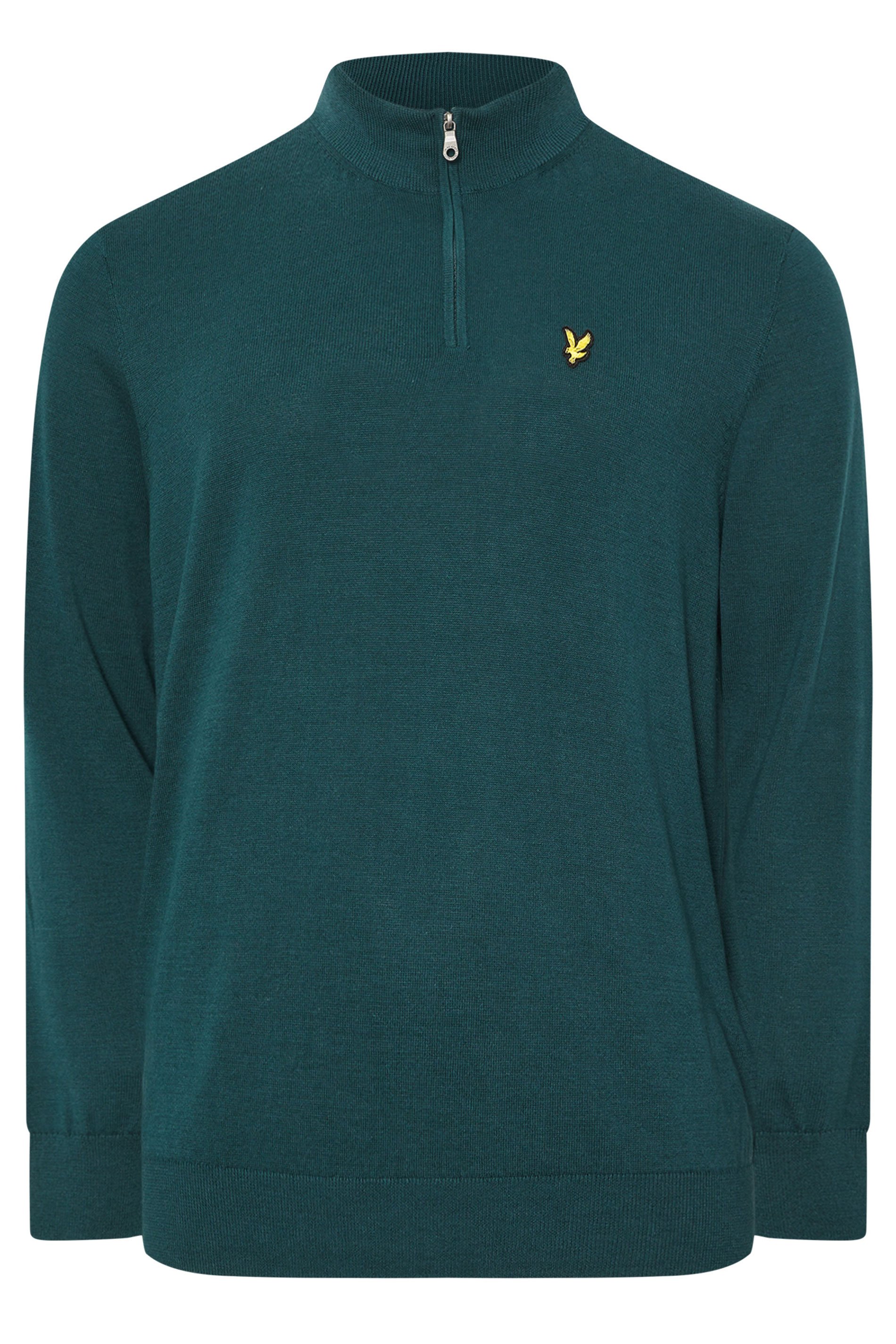 LYLE & SCOTT Big & Tall Teal Blue Quarter Zip Jumper | BadRhino 3