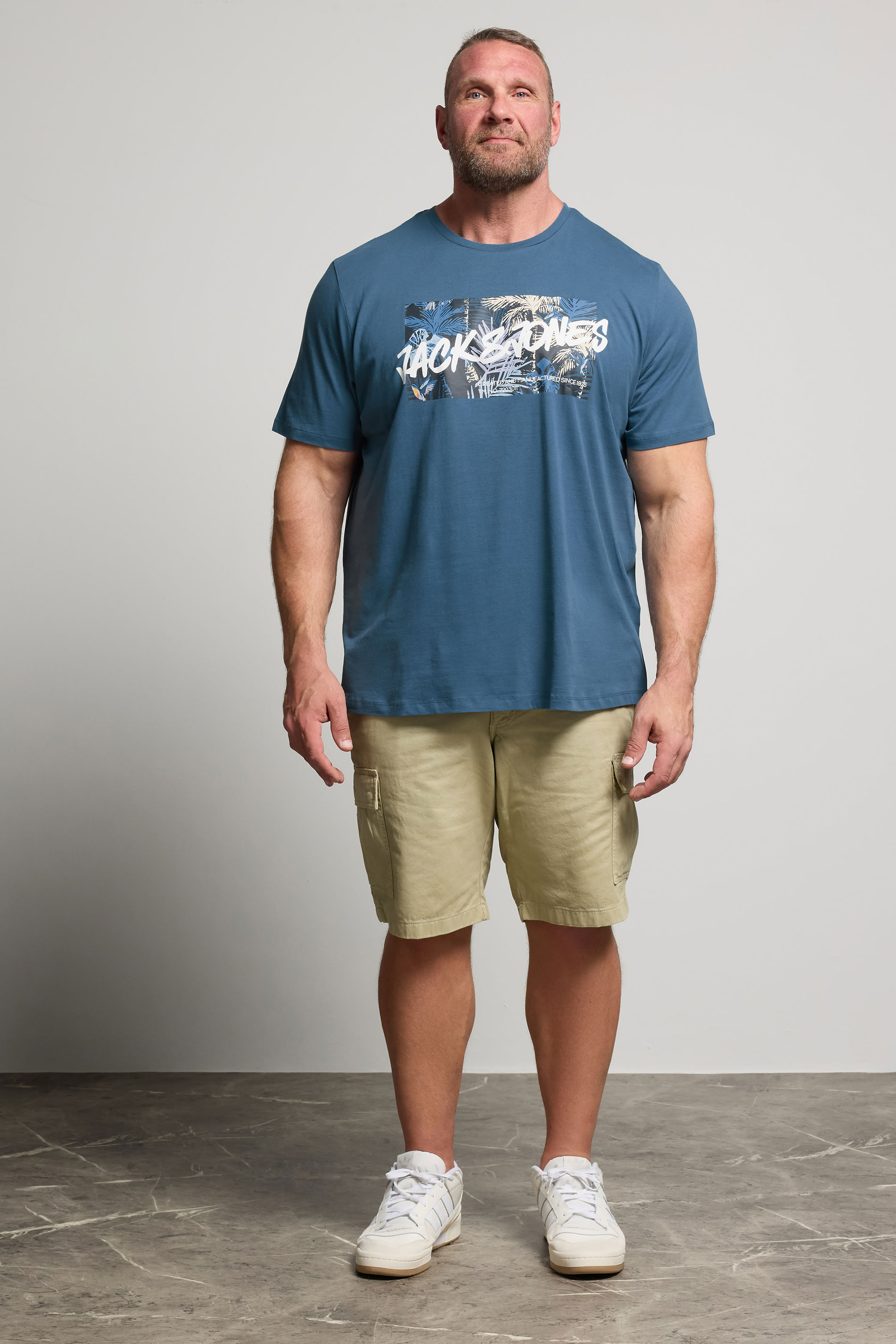 JACK & JONES Big & Tall Blue Hawaiian Graphic T-Shirt | BadRhino 2