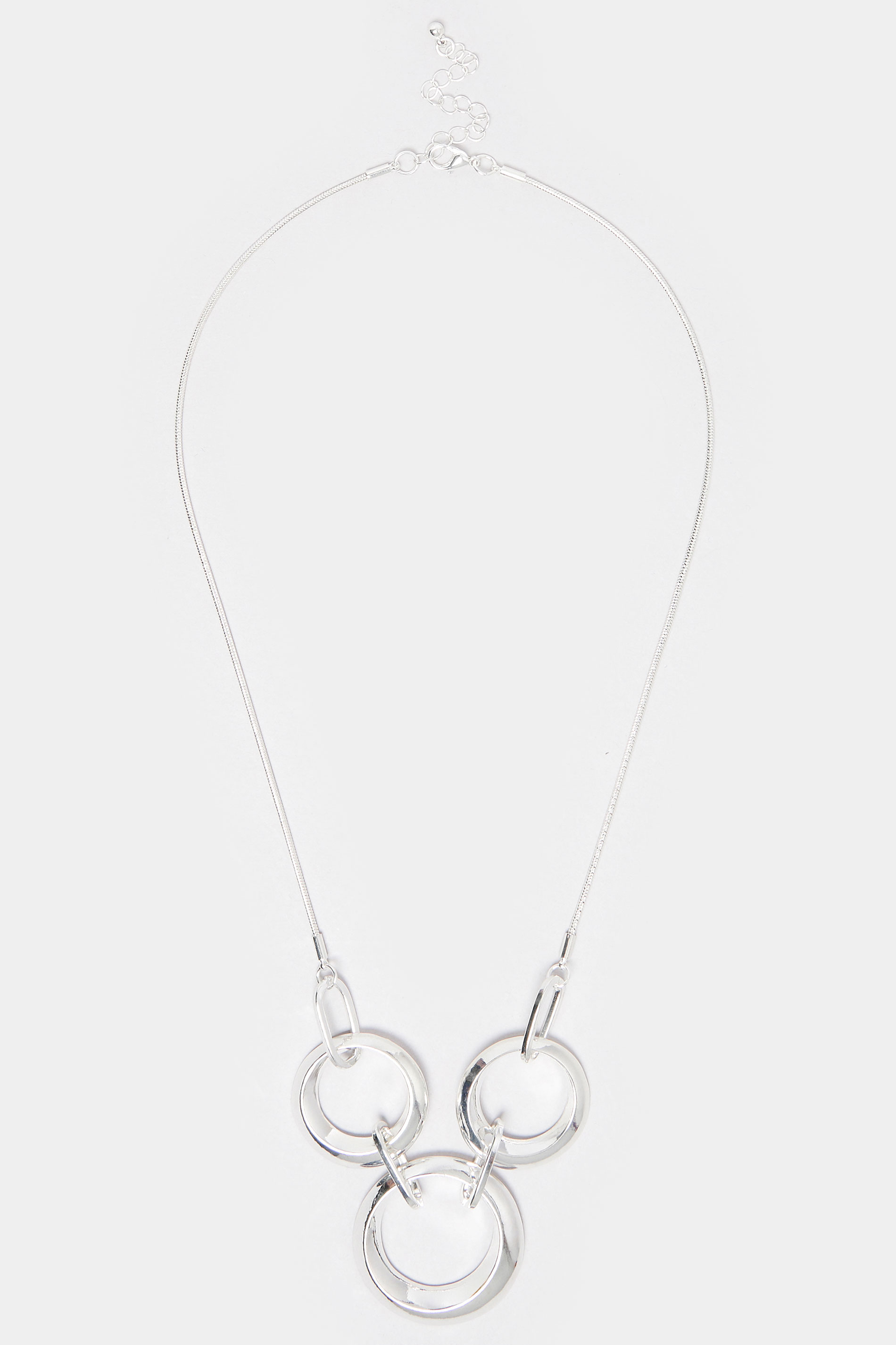 Silver Tone Triple Circle Necklace | Yours Clothing  2