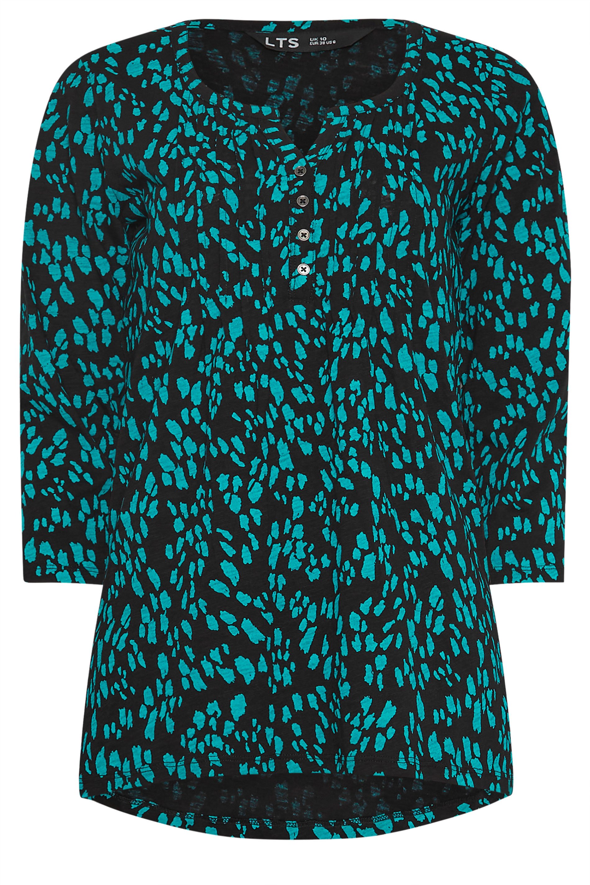 LTS Tall 2 PACK Teal Blue & Grey Henley Tops | Long Tall Sally 9