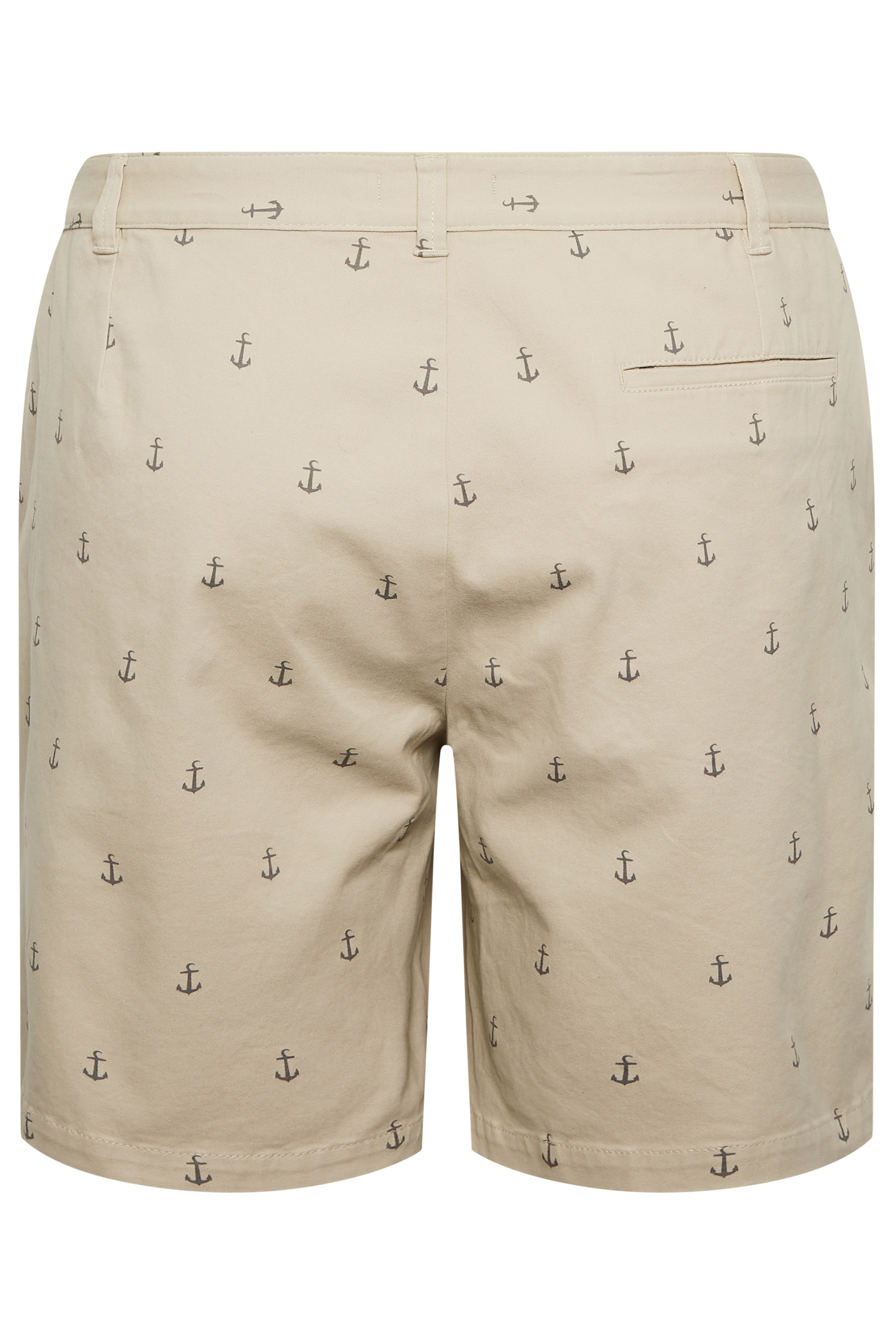 BadRhino Big & Tall Mens Plus Size Beige Brown Anchor Print Chino Shorts | BadRhino  5