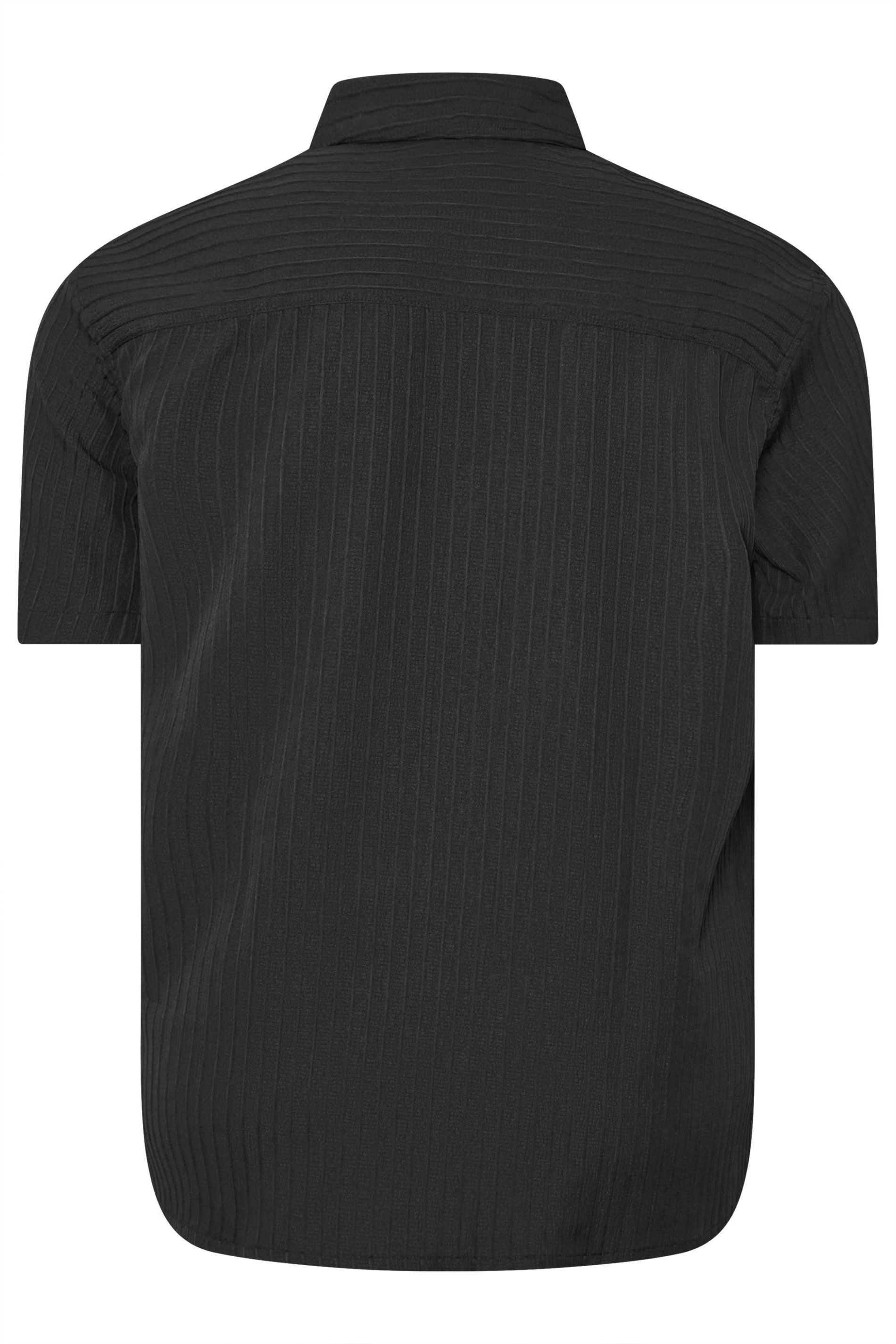 JACK & JONES Big & Tall Black Stripe Texture Resort Shirt | BadRhino 5