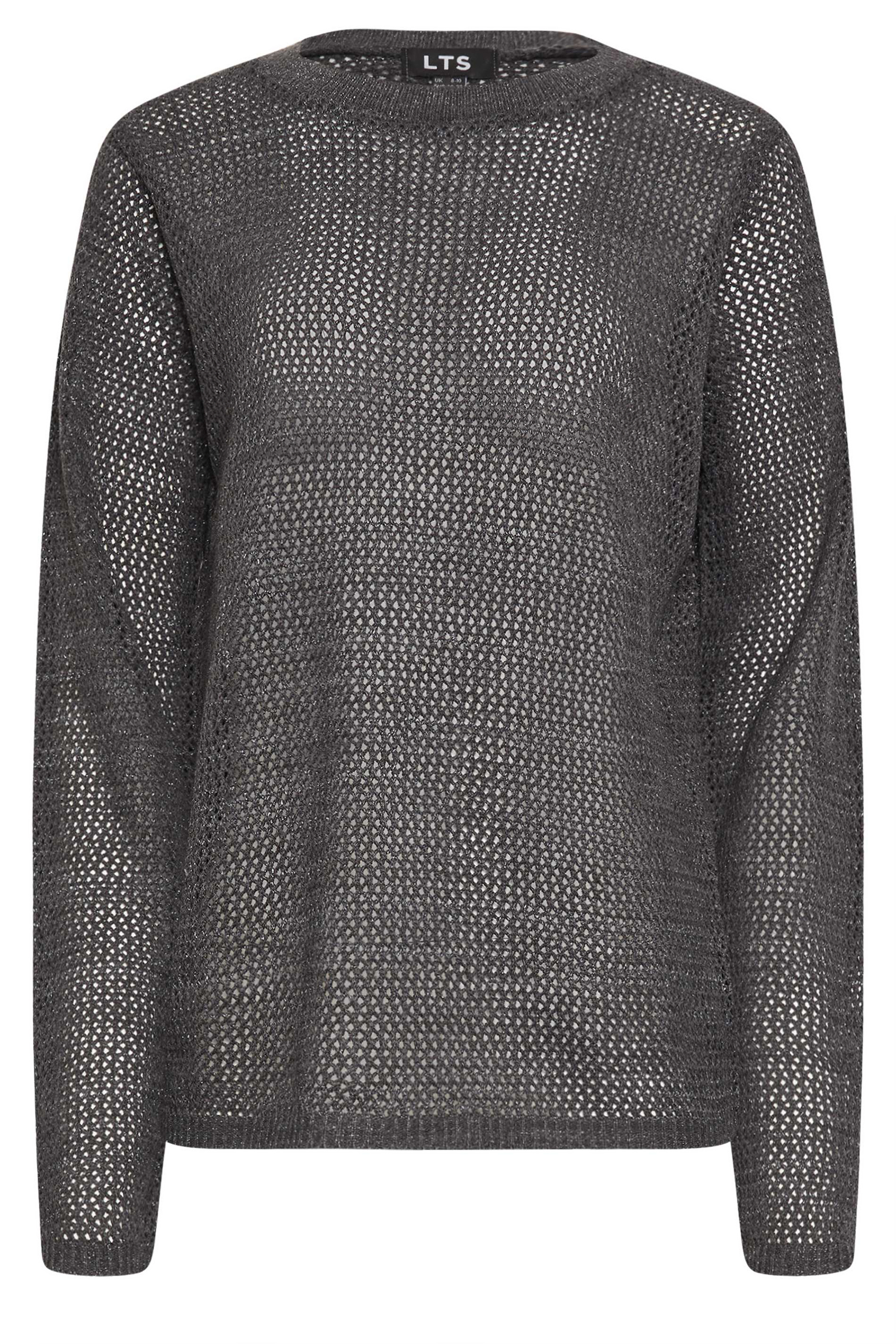LTS Tall Charcoal Grey Metallic Pointelle Jumper | Long Tall Sally  5