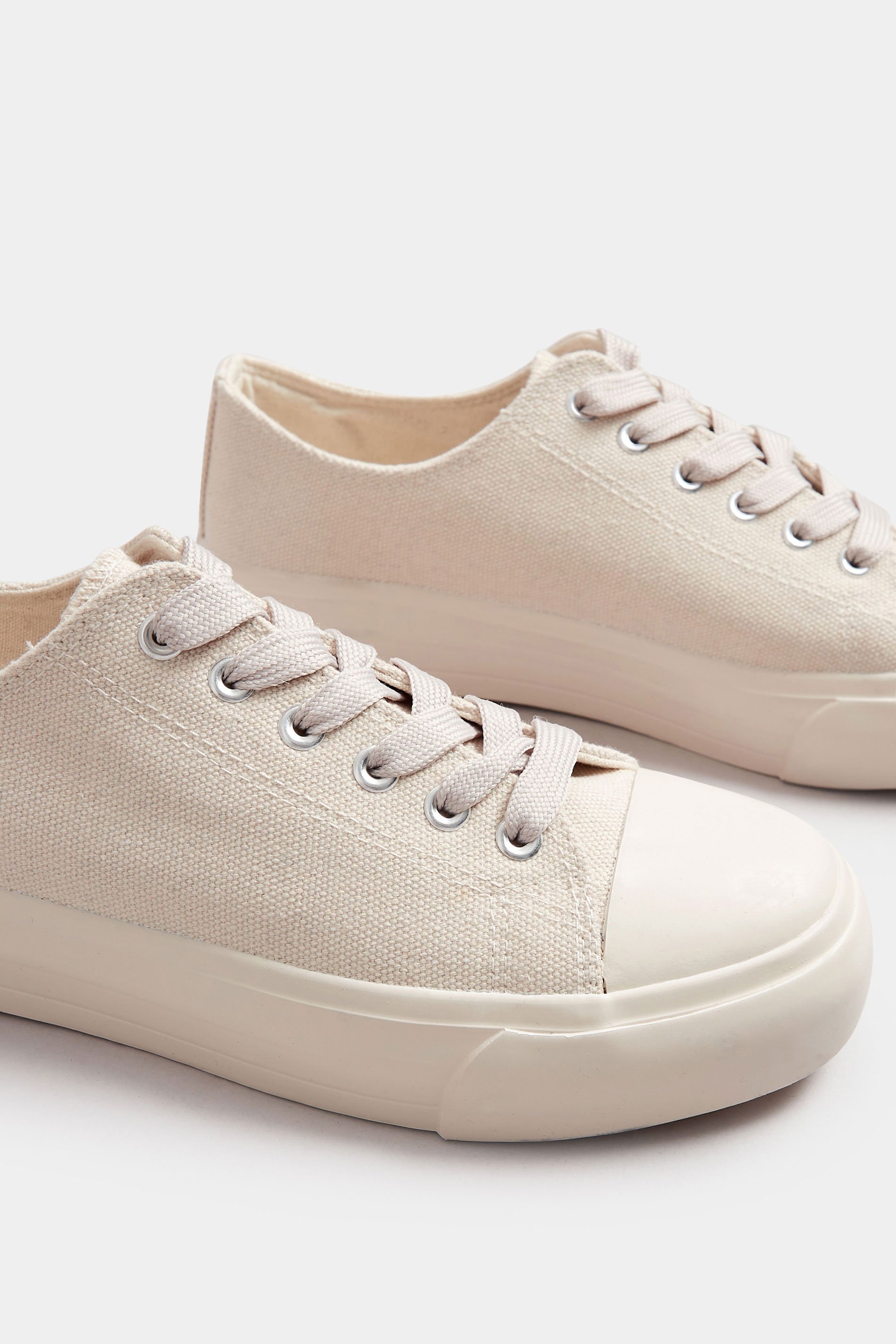 LTS Natural Brown Canvas Flatform Trainers In Standard Fit | Long Tall Sally 5