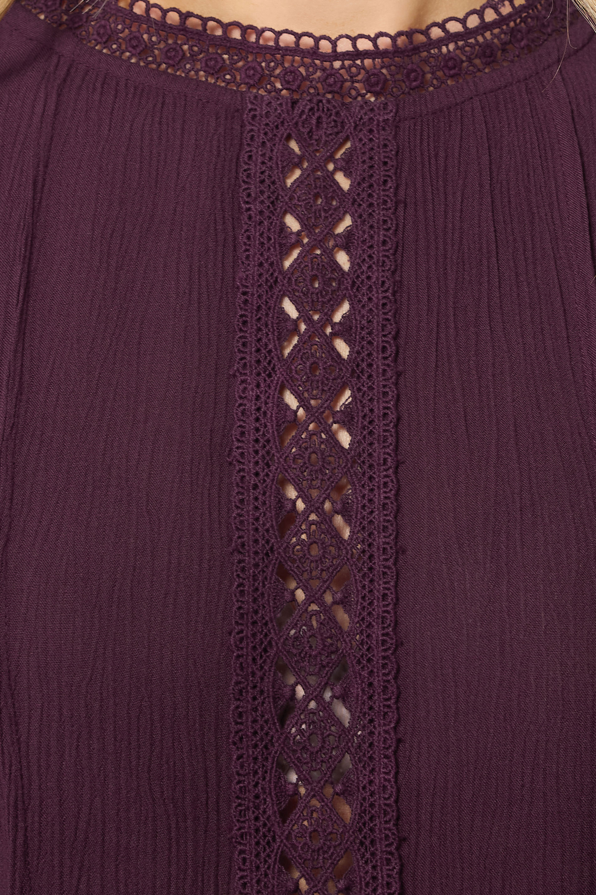 LTS Tall Purple Crinkle Lace Detail Blouse | Long Tall Sally 4