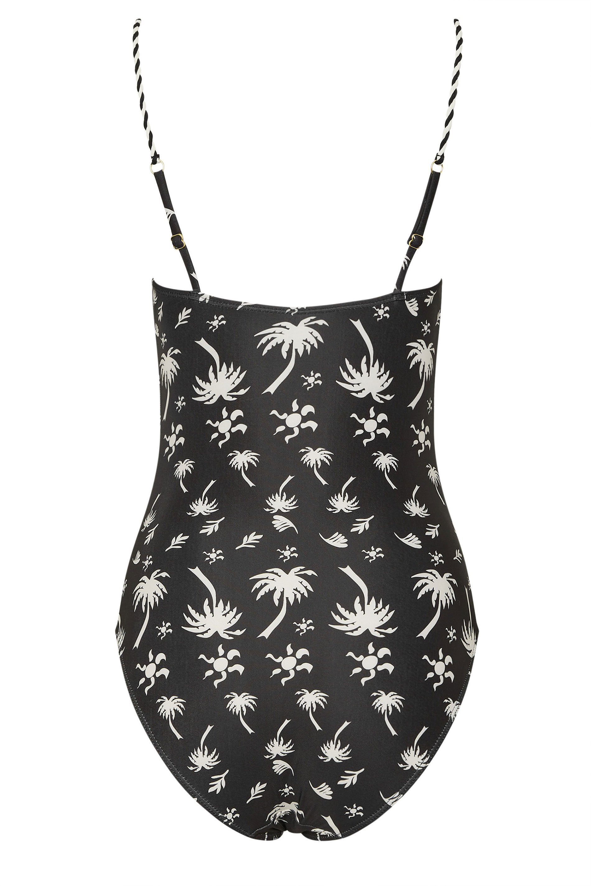 LTS Tall Women's Black Palm Print Swimsuit | Long Tall Sally 3