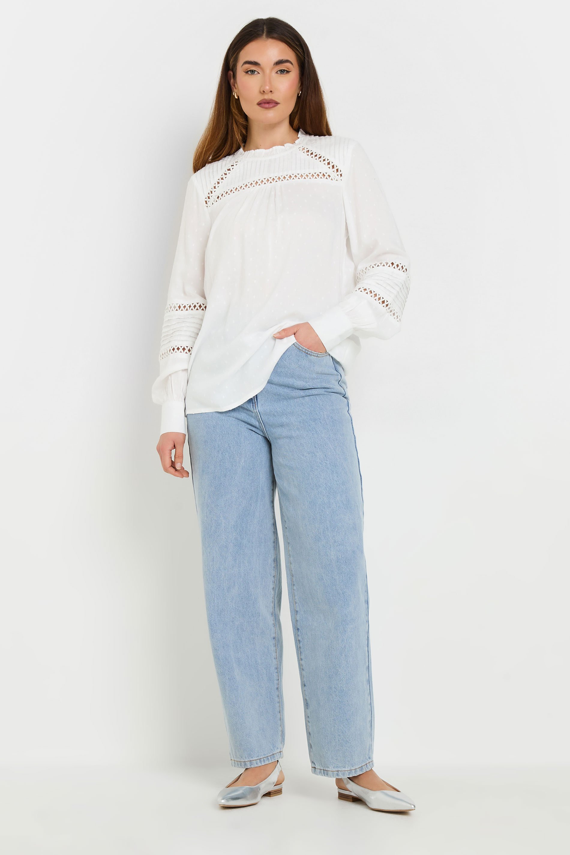 LTS Tall White Ladder Trim Shirt | Long Tall Sally 2