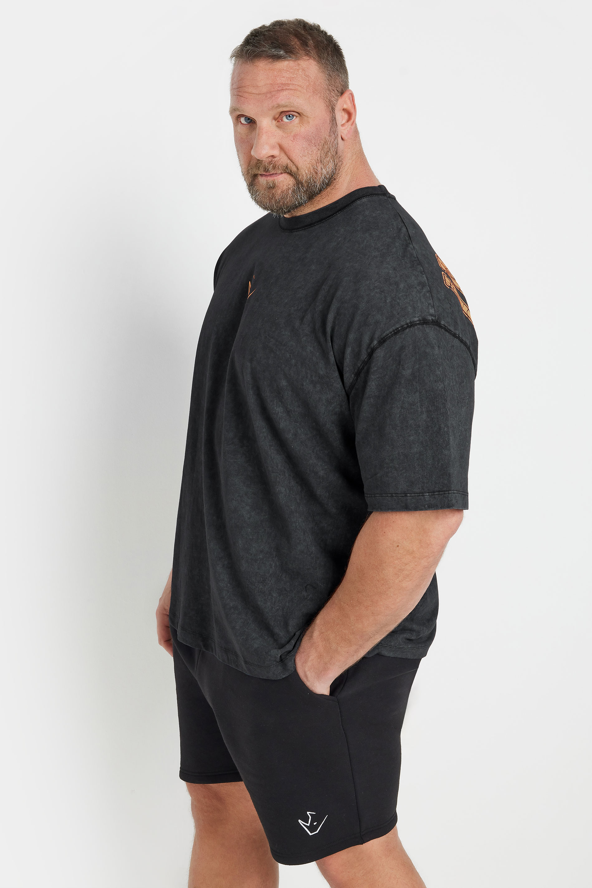 IronRhino Big & Tall Charcoal Grey Acid Wash 'Barbell Club' T-Shirt | BadRhino 5