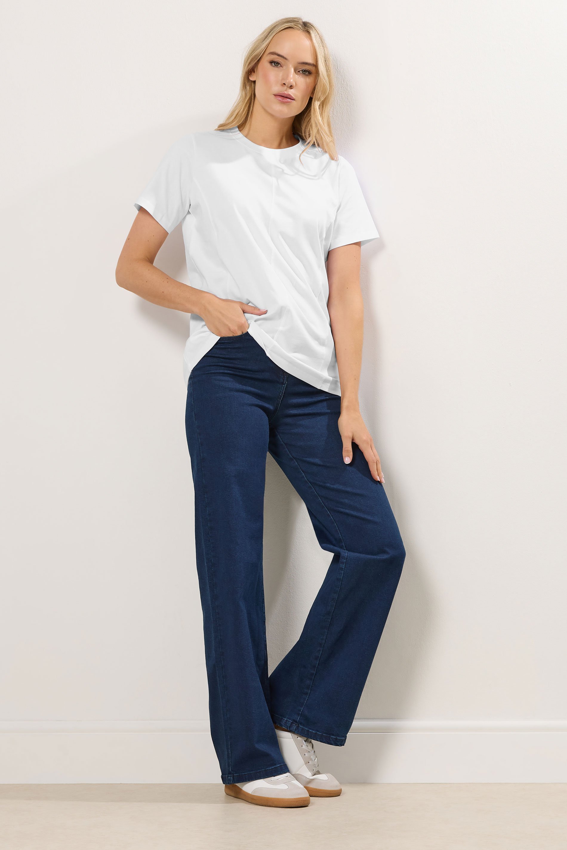 LTS Tall White Stitch Seam Panel T-Shirt | Long Tall Sally 2