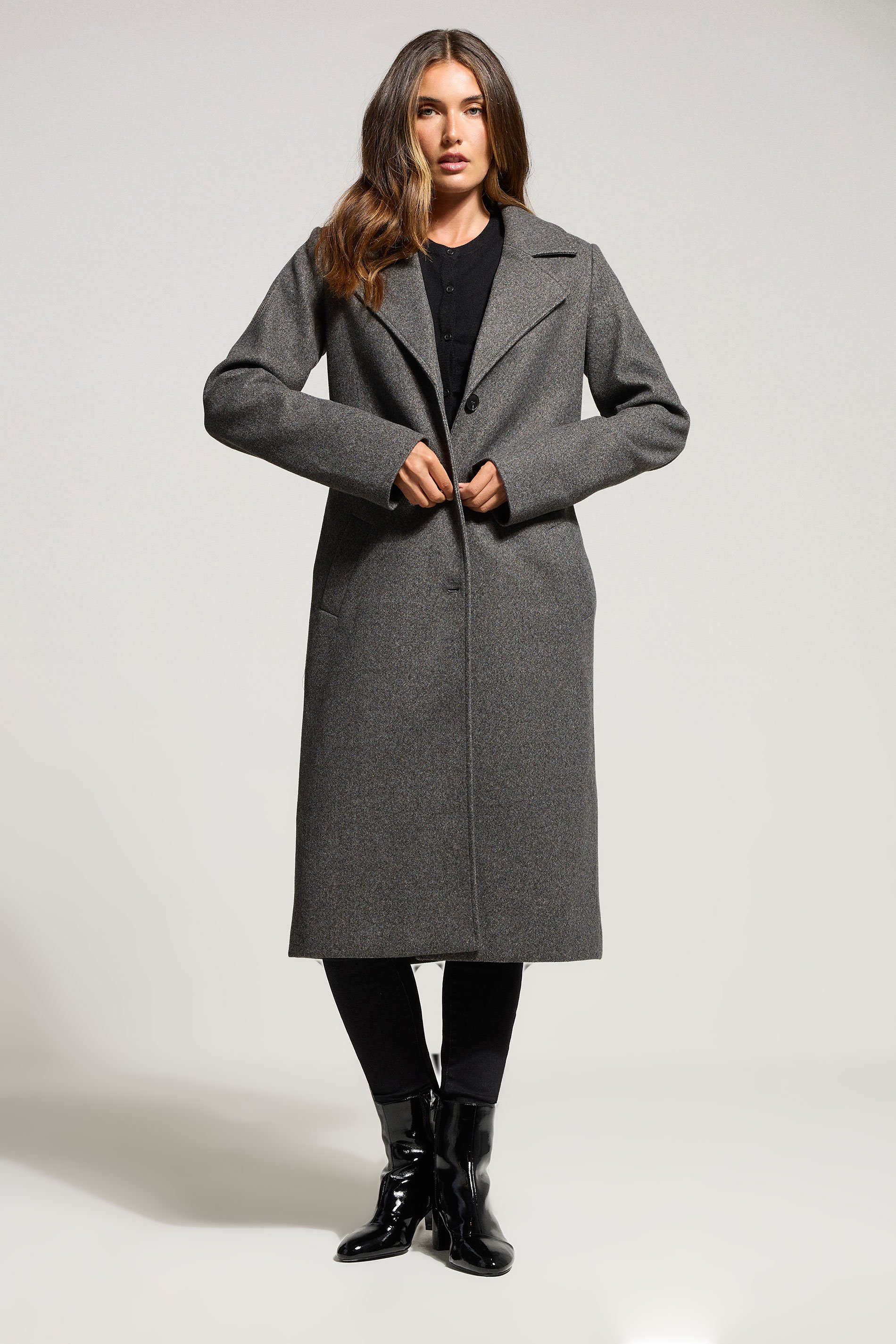 LTS Tall Charcoal Grey Formal Midi City Coat | Long Tall Sally 2