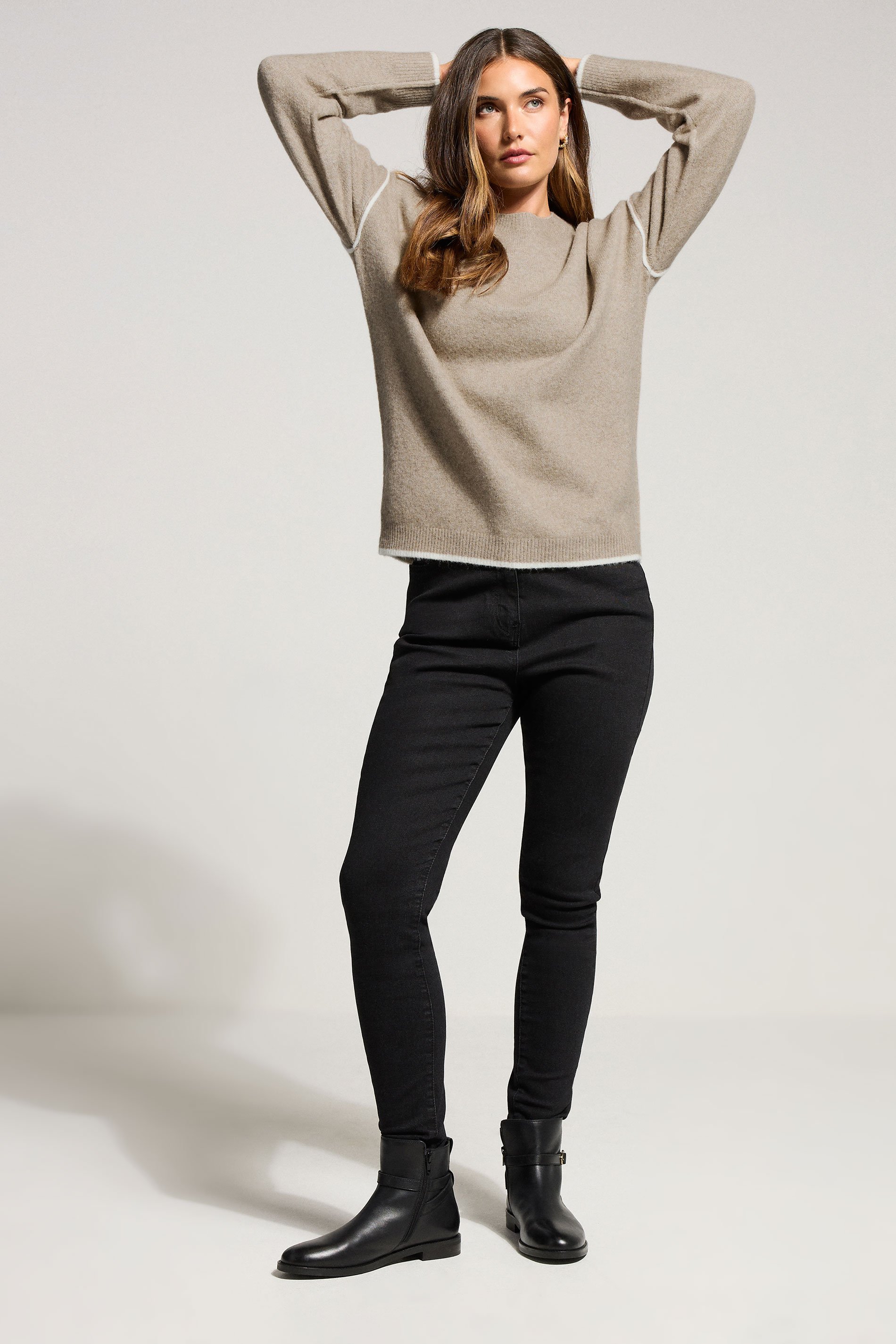 LTS Tall Natural Brown Contrast Piping Jumper | Long Tall Sally 3