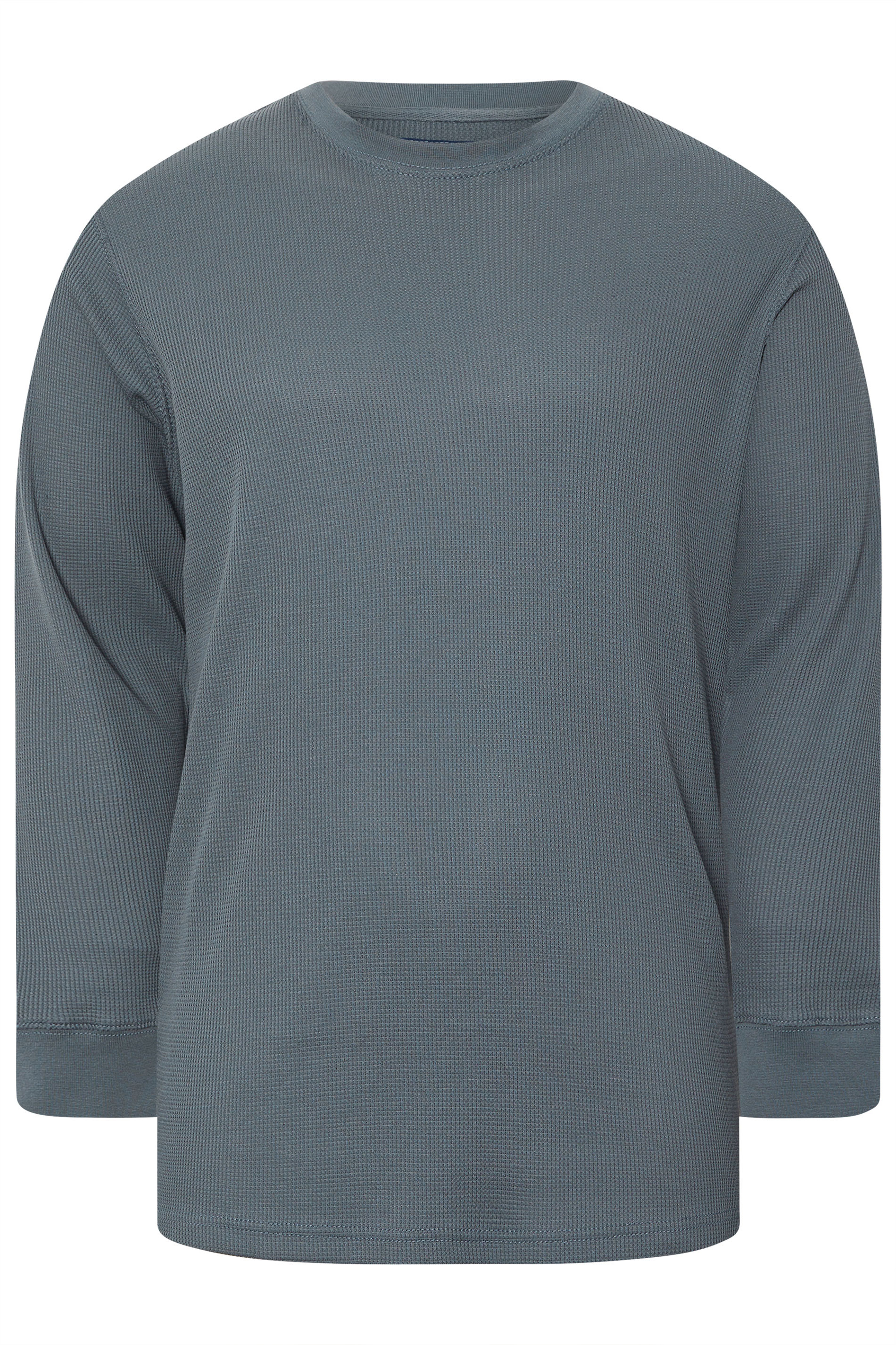 BadRhino Big & Tall Storm Blue Waffle Texture Long sleeve T-Shirt | BadRhino 5