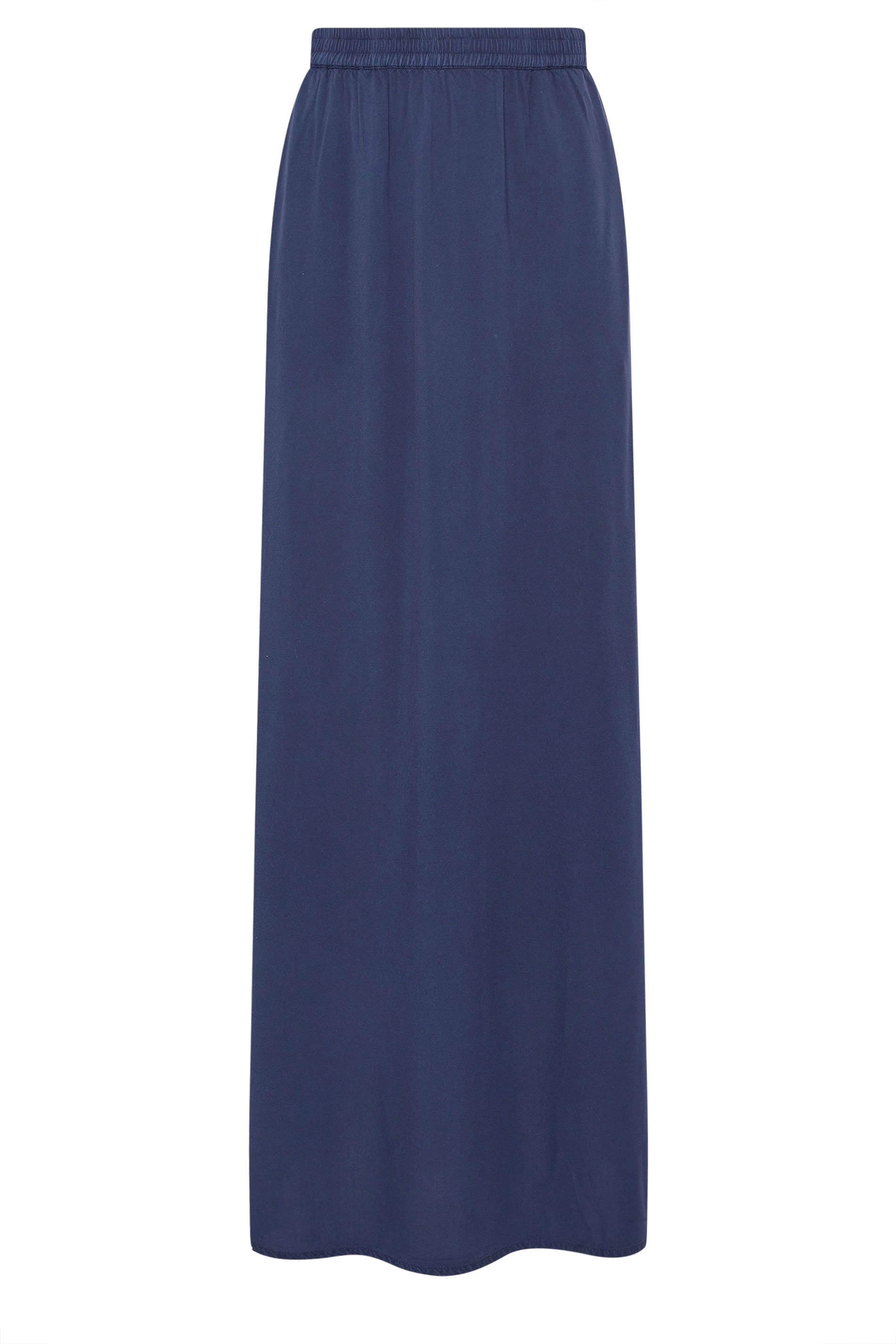 LTS Tall Navy Blue Acid Wash Side Split Maxi Skirt | Long Tall Sally 5