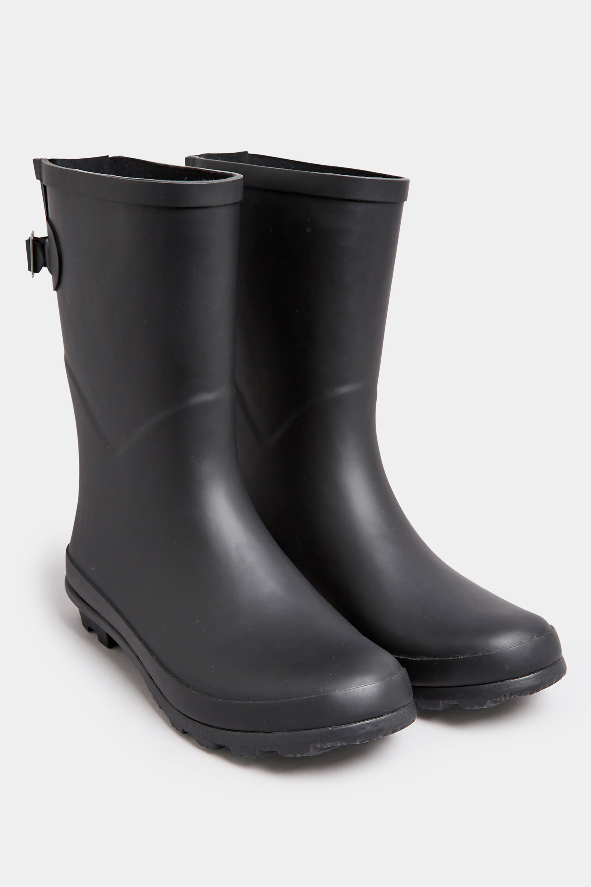 Black Mid Calf Wellies In Wide E Fit | Yours Clothing 2