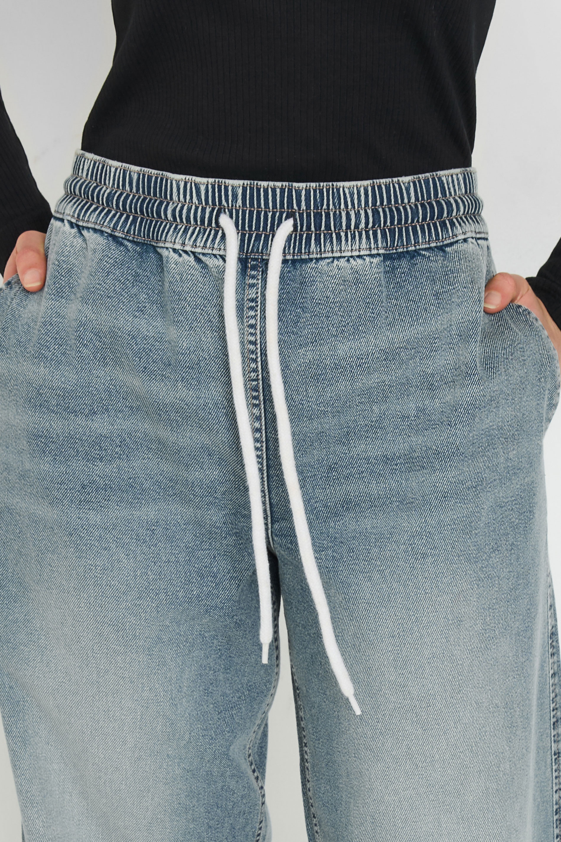 LTS Tall Mid Blue Washed Denim Pull-On Wide Leg Jeans | Long Tall Sally 5