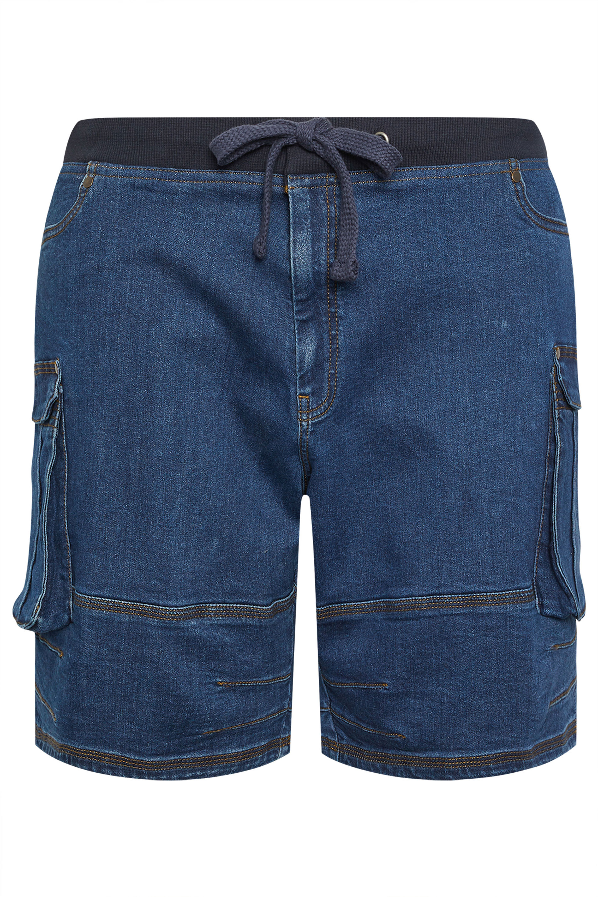 BadRhino Big & Tall Blue Elasticated Cargo Denim Shorts 6