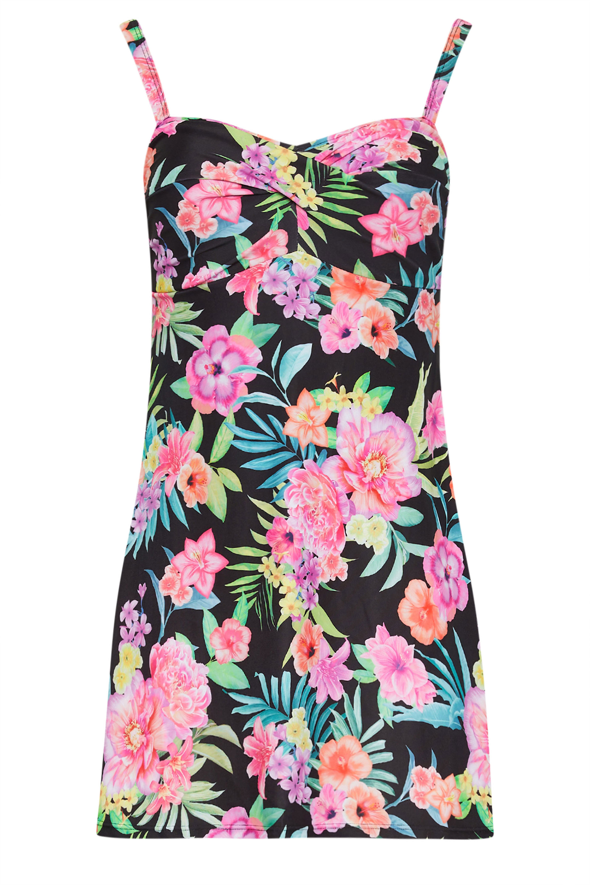 LTS Tall Womens Black Tropical Print Swim Dress | Long Tall Sally 6