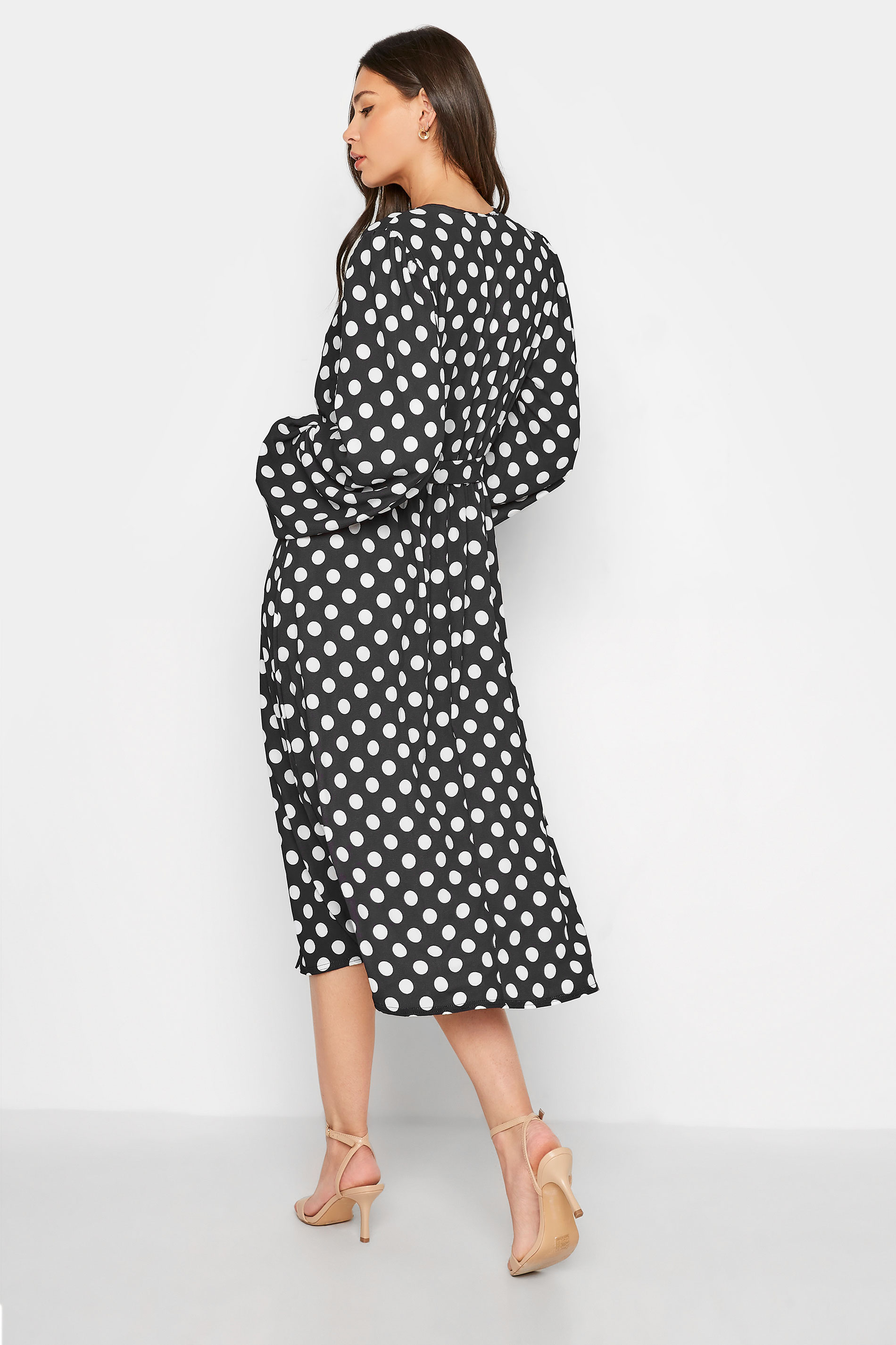 Tall Women's LTS Black Polka Dot Wrap Dress | Long Tall Sally 3