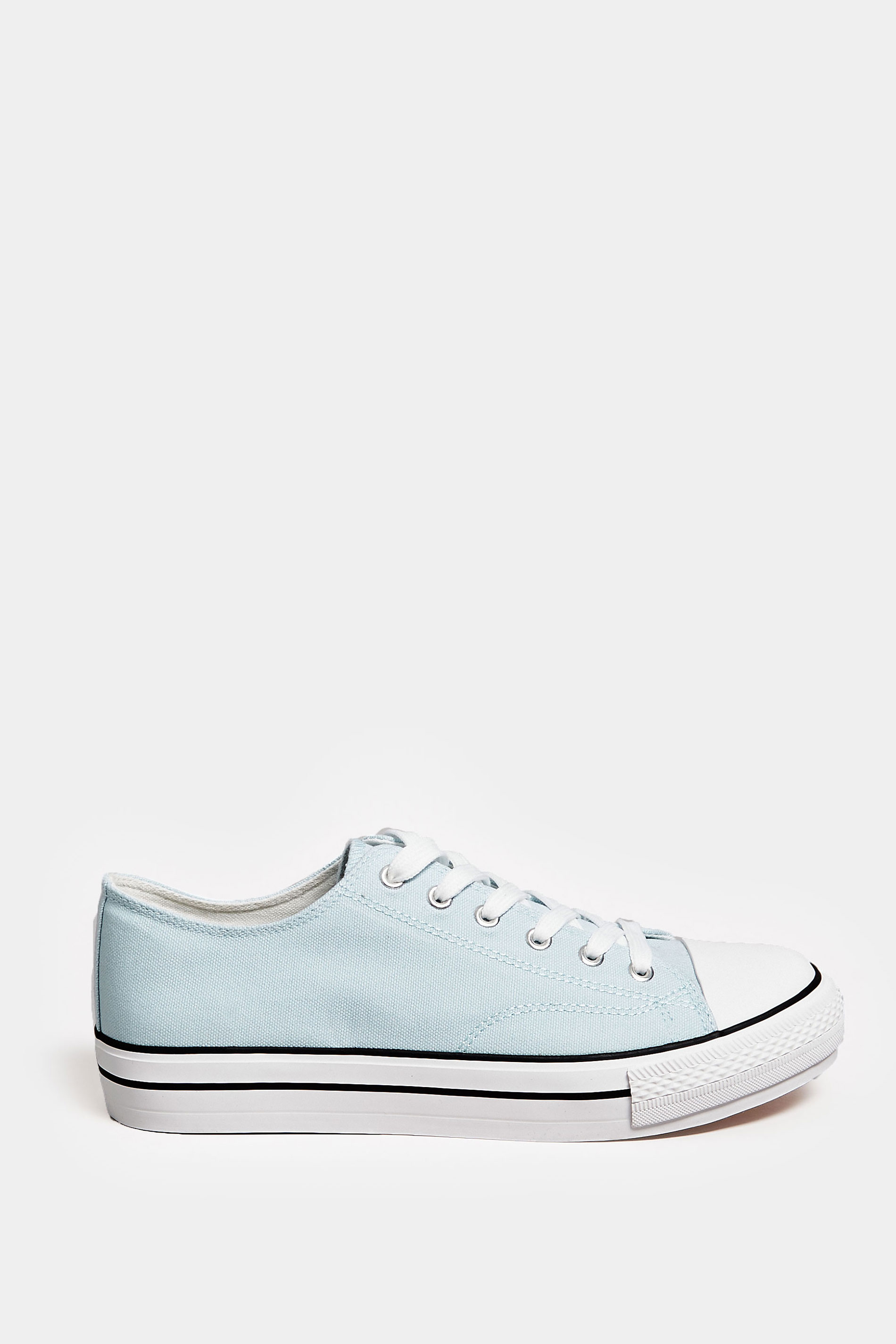 Light Blue Canvas Platform Sole Low Trainers In Wide E Fit | Yours Clothing  3