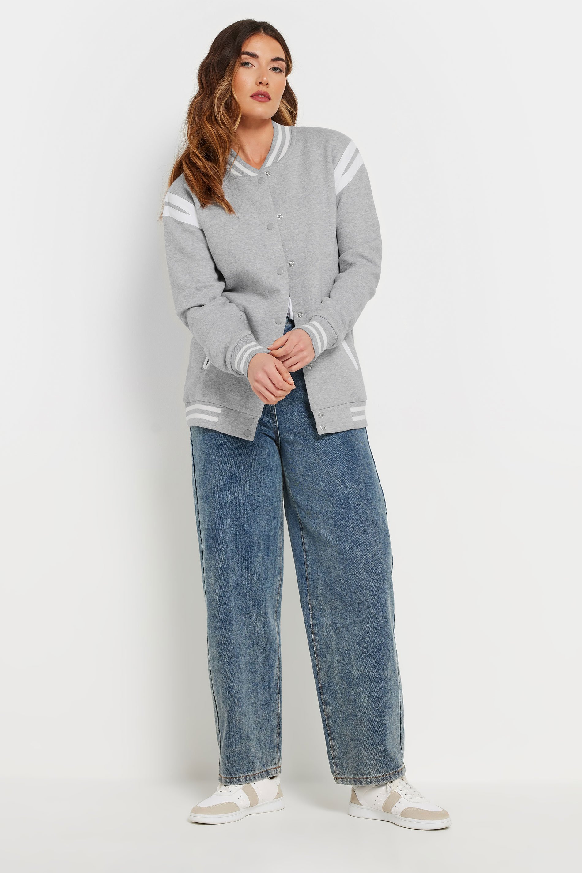 LTS Tall Grey Varsity Bomber Jacket | Long Tall Sally 2