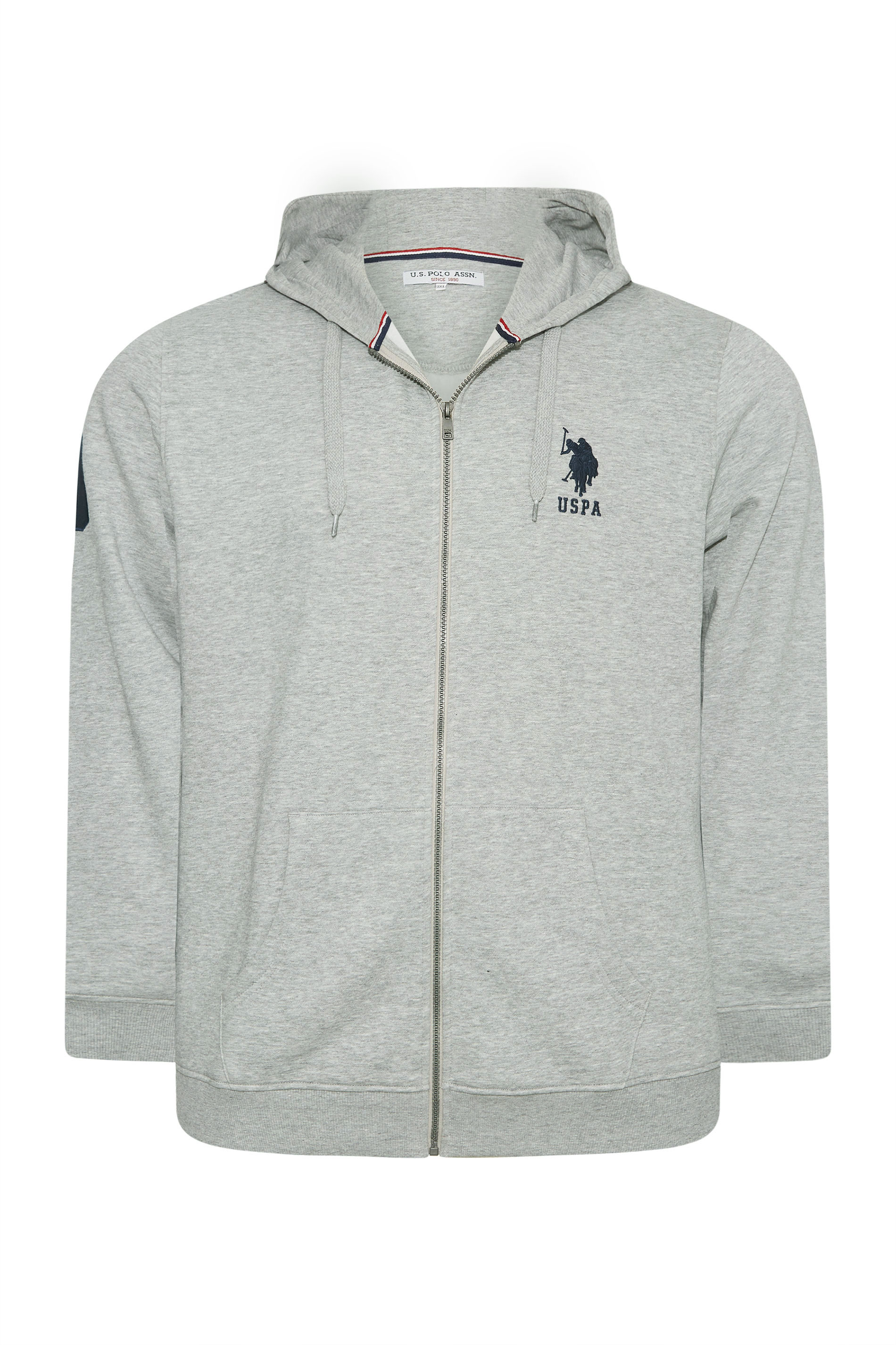 U.S. POLO ASSN. Big & Tall Grey Player 3 Zip Through Hoodie | BadRhino 3