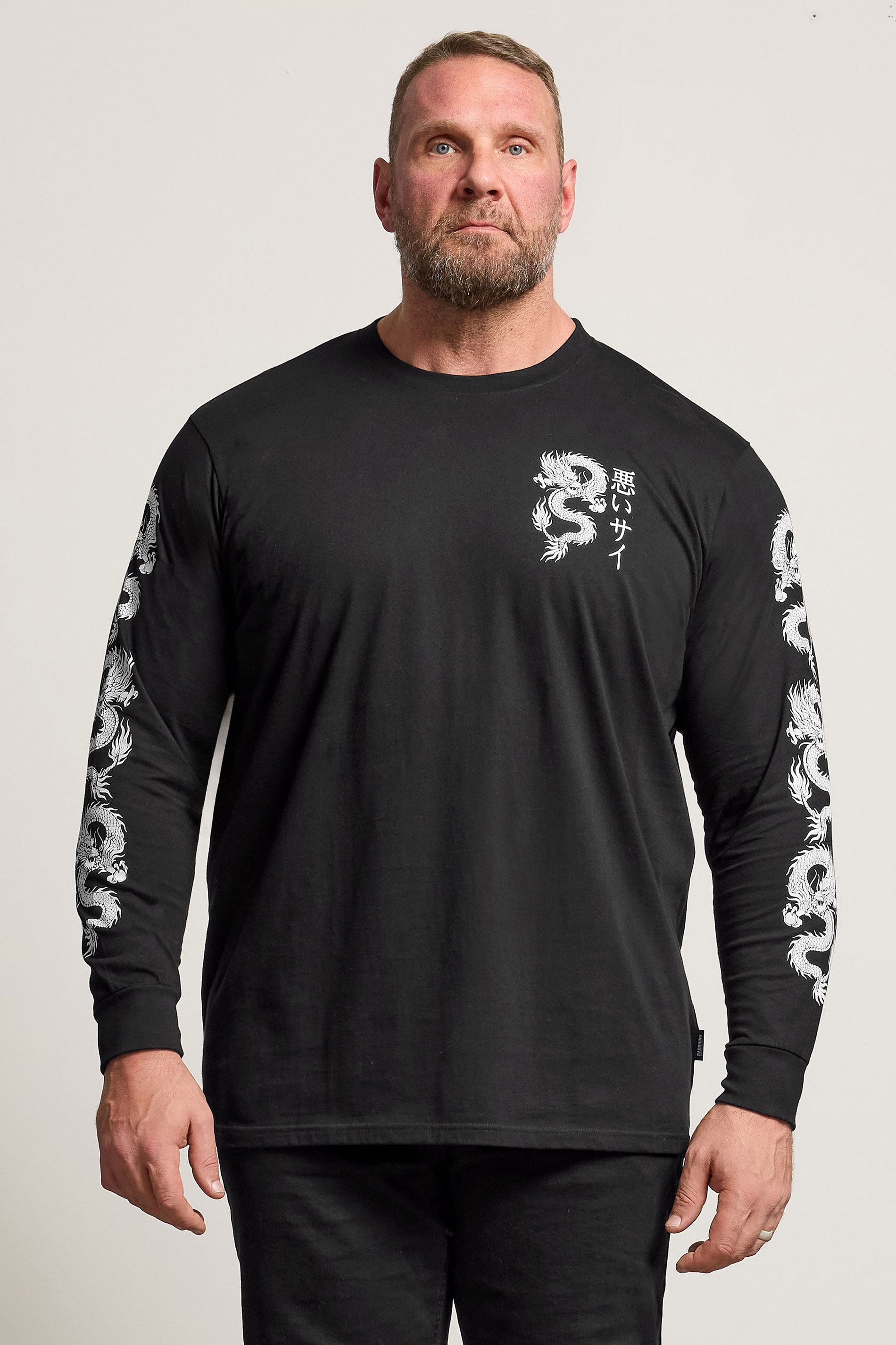 BadRhino Big & Tall Black Long Sleeve Dragon Graphic T-shirt | BadRhino 1