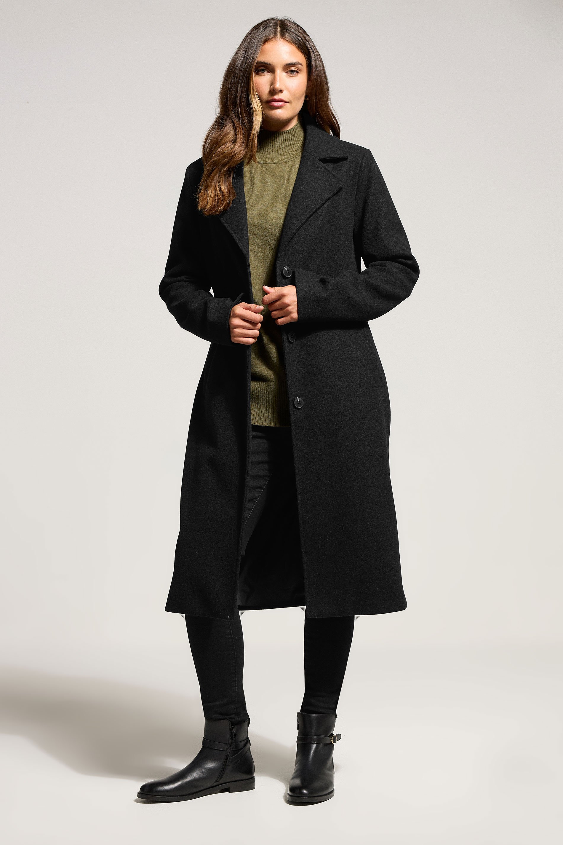 LTS Tall Black Formal Midi City Coat | Long Tall Sally 2