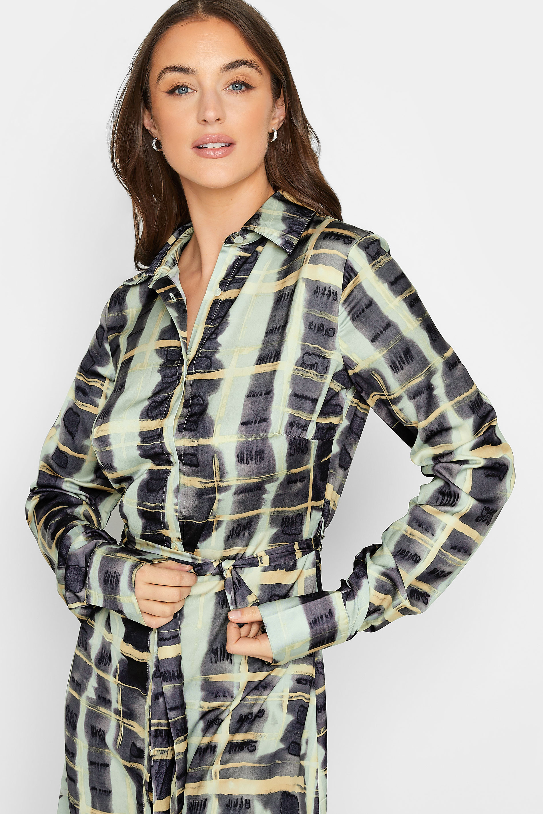 Tall Women's LTS Green & Black Check Print Shirt Dress | Long Tall Sally 2