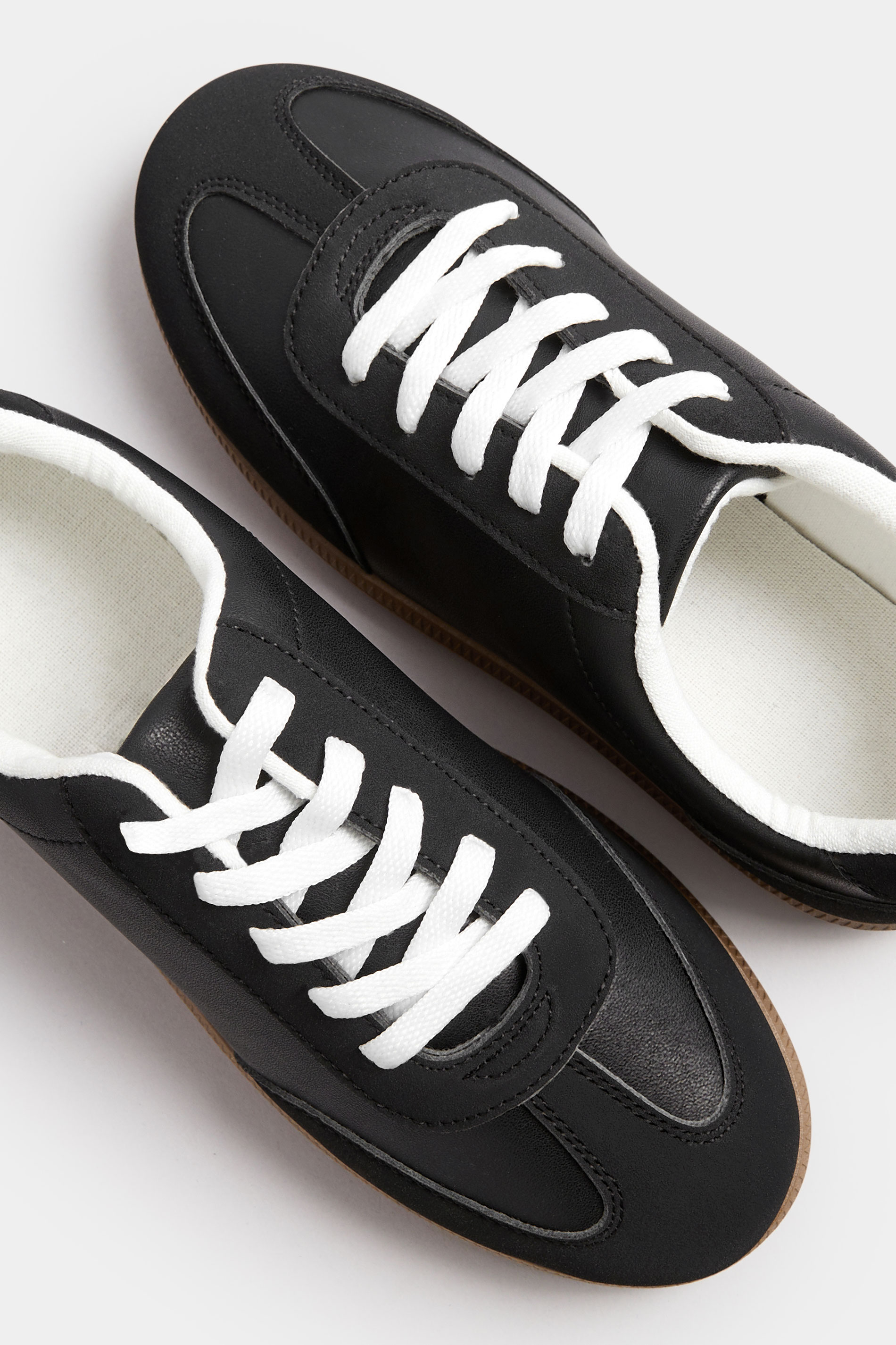 Black Retro Gum Sole Trainers In Extra Wide EEE Fit | Yours Clothing 4