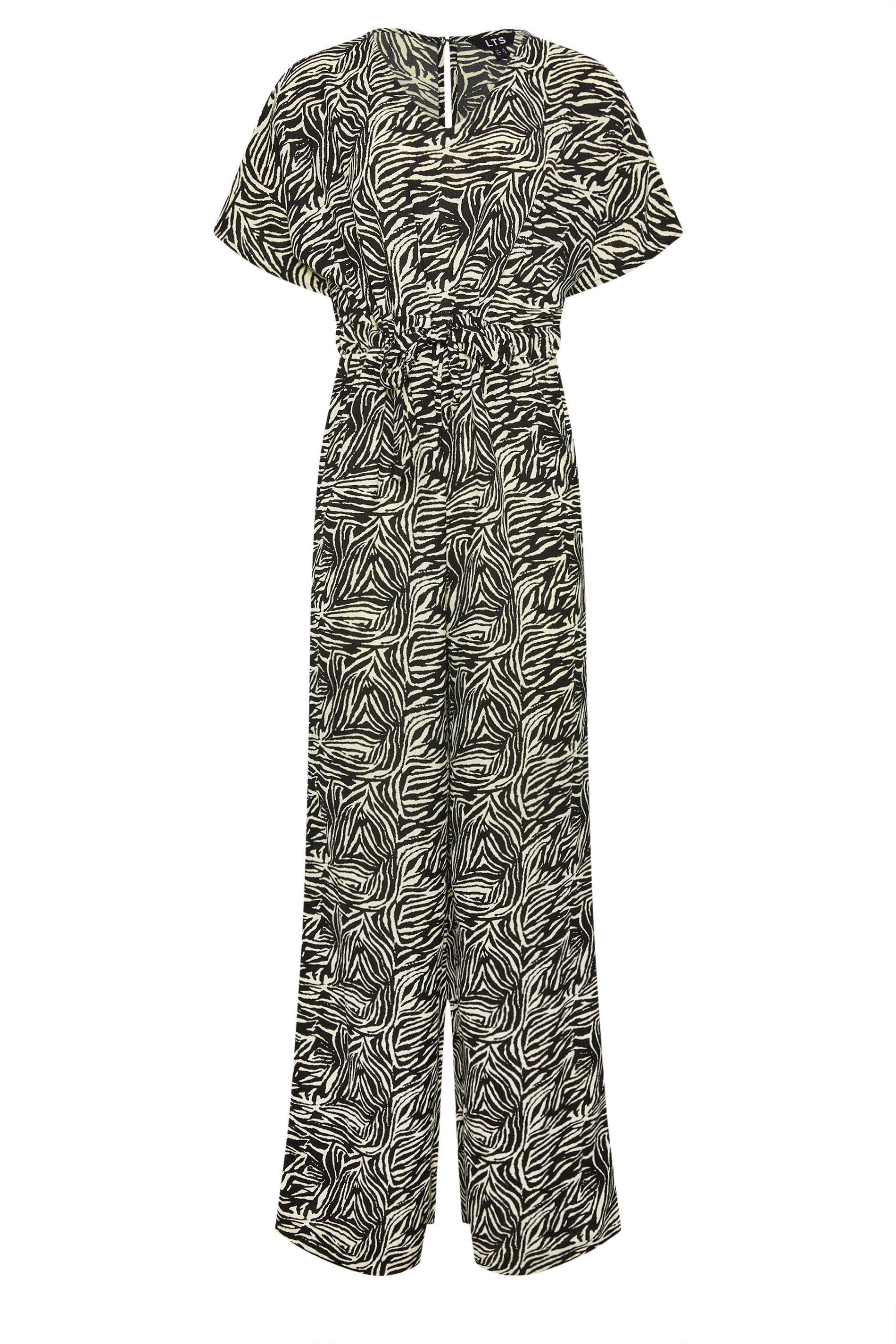 LTS Tall Womens Black Zebra Print Tie Waist Jumpsuit | Long Tall Sally 5