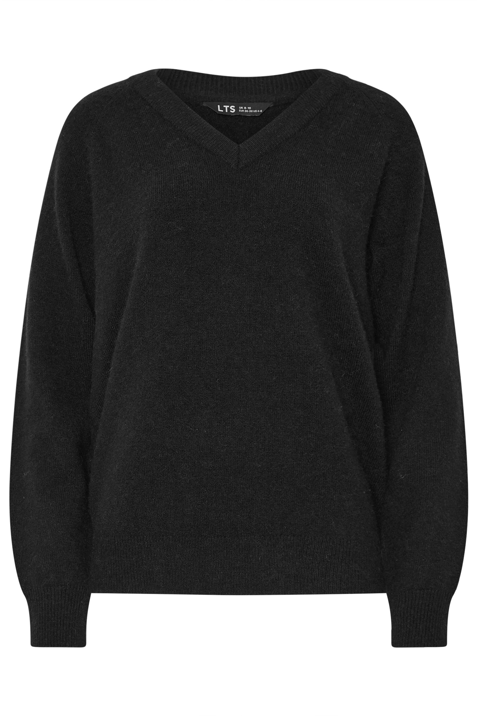 LTS PREMIUM Tall Black Knit V-Neck Jumper | Long Tall Sally 5