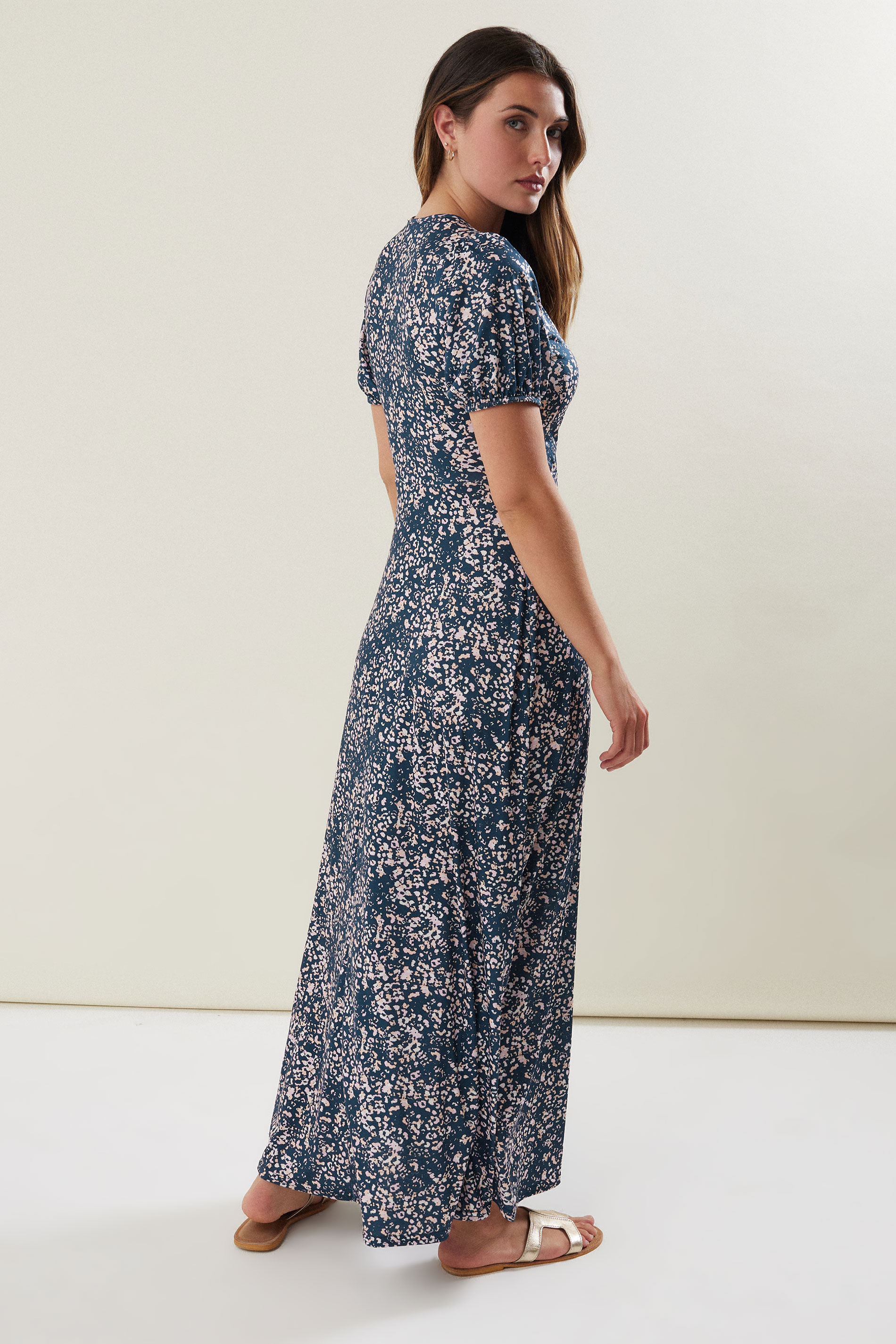 LTS Tall Navy Blue Abstract Wrap Maxi Dress | Long Tall Sally 3
