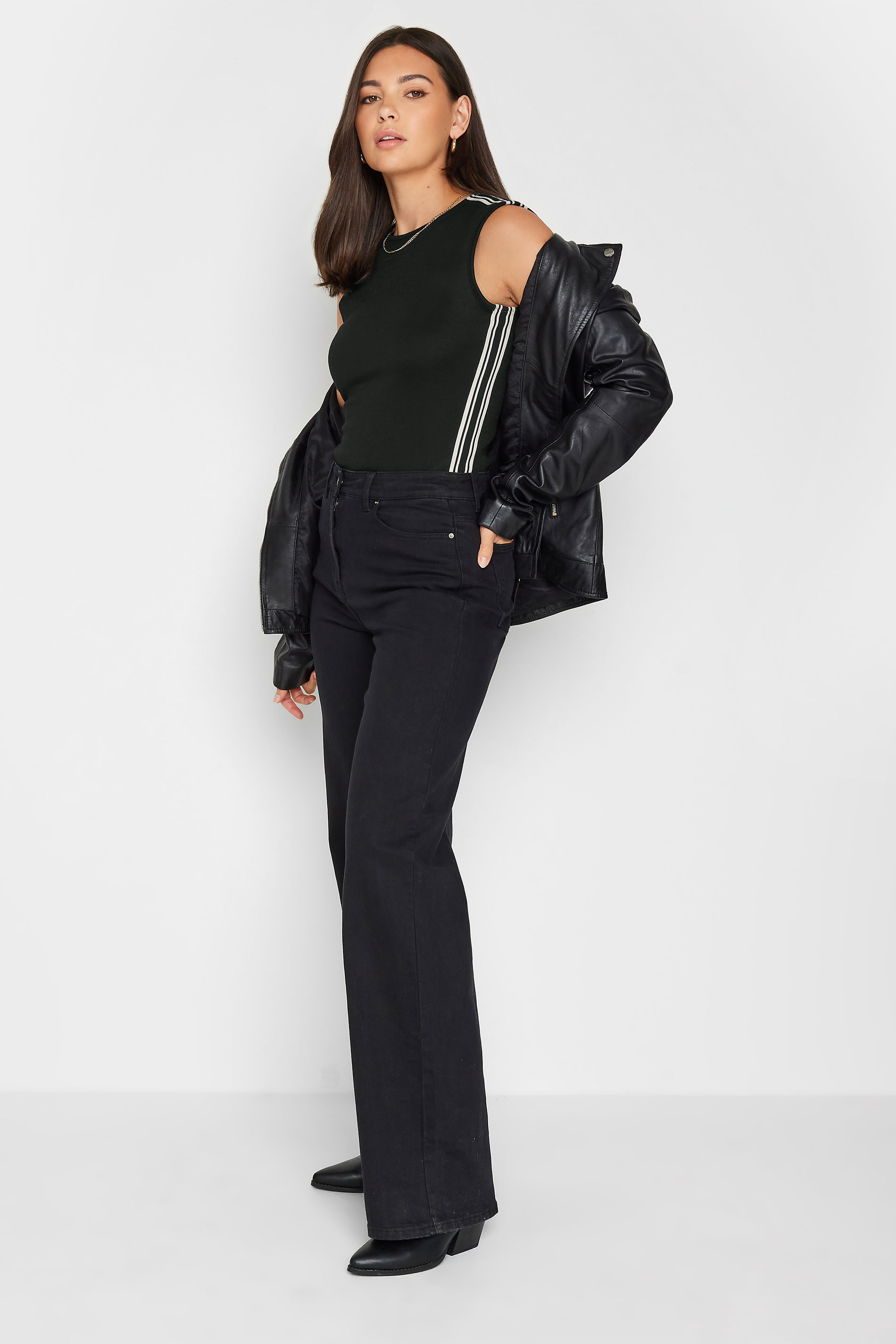 LTS Tall Black Knitted Side Stripe Vest | Long Tall Sally 4