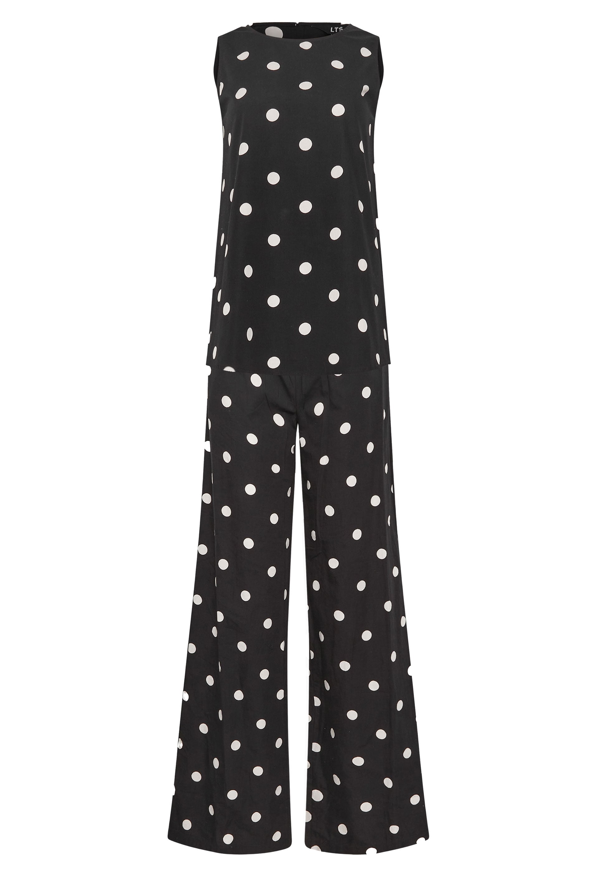 LTS Tall Women's Set Black Polka Dot Print Vest Top & Trousers | Long Tall Sally 7