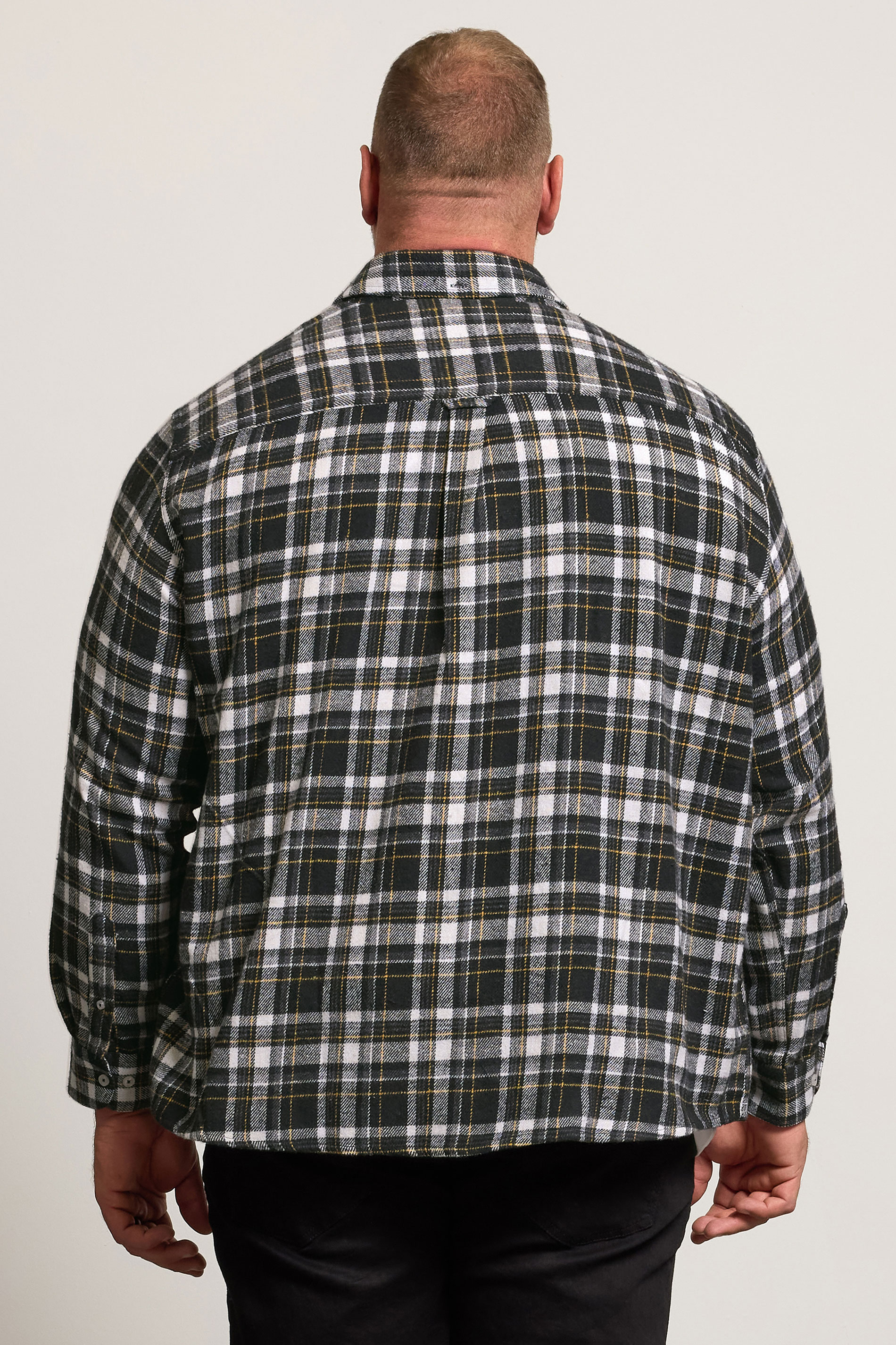 BadRhino Big & Tall Black & Yellow Brushed Checked Shirt | BadRhino 4