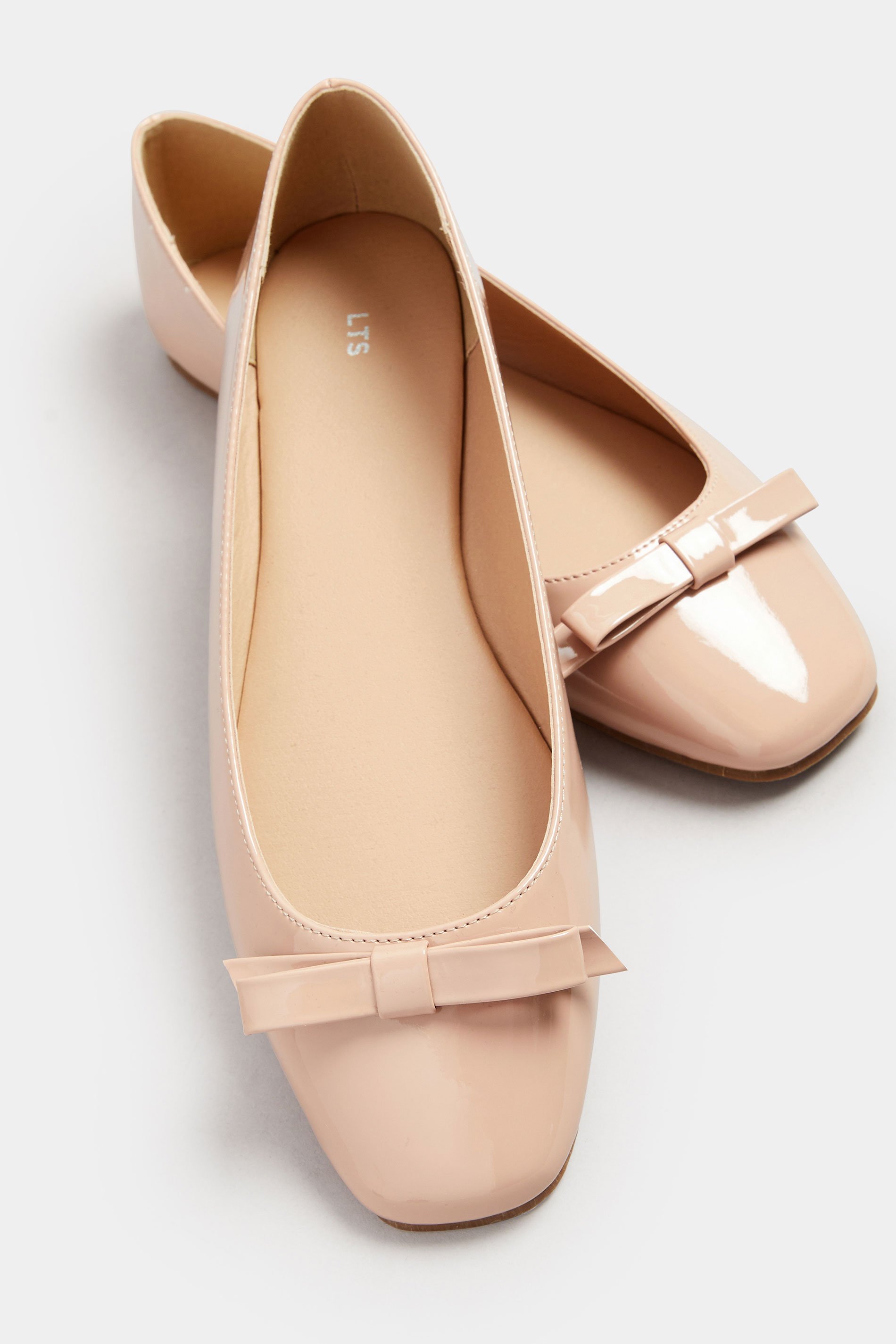 LTS Tall Nude Patent Bow Square Toe Flats In Standard Fit | Long Tall Sally 5